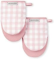 Vista 13 de KITCHENAID Gingham - Juego de 2 manoplas para horno pequeñas, color negro mate, 5.5 x 8 pulgadas