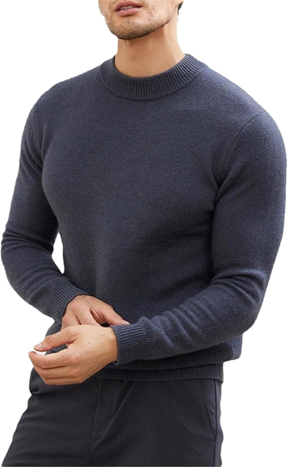 Autumn and Winter Men's Round Neck Sweater Korean Style Knitted Bottoming Shirt
