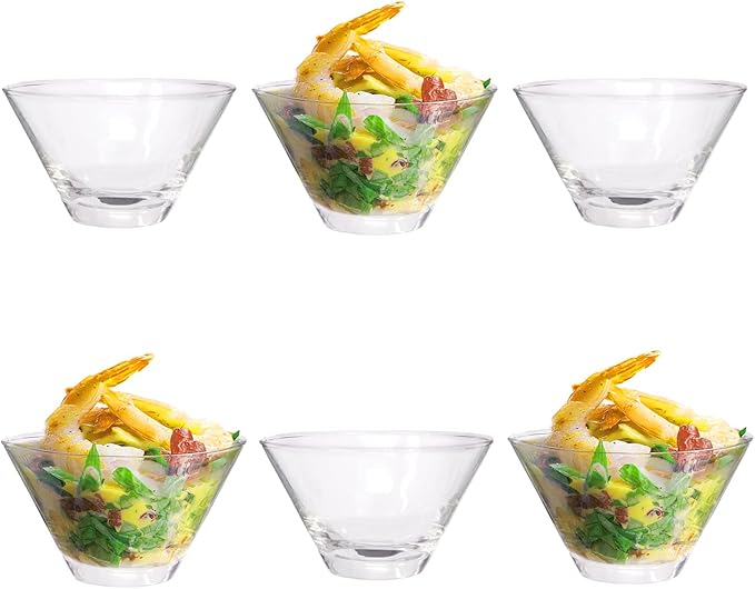 Set of 6 Glass Prawn Cocktail Bowls Dishes Appetizer Prawn Cocktail