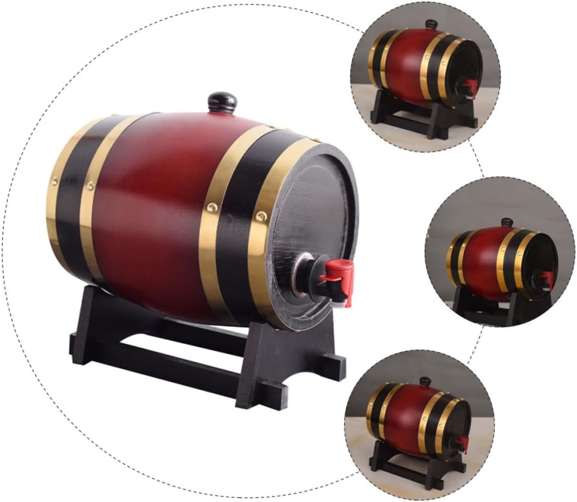 Mikinona Antique Wooden Barrel Rustic Beer and Wine Storage Bucket with Faucet for Parties and Home Bars Decorative and Functional for Dining Rooms and Pubs