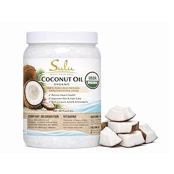 Organic Unrefined Cold Pressed Extra Virgin Coconut Oil -64 oz/ 1.8 kg