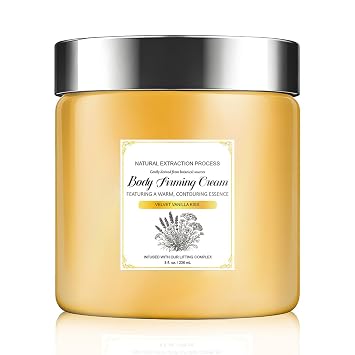 Champagne Body Lift Firming Body Cream with Pink Pepperslim - Hydrating Daily Moisturizer for Crepey Skin on Arms, Legs & Belly - Nourishing Vanilla Body Lotion for Toned Skin & Elasticity - 8oz