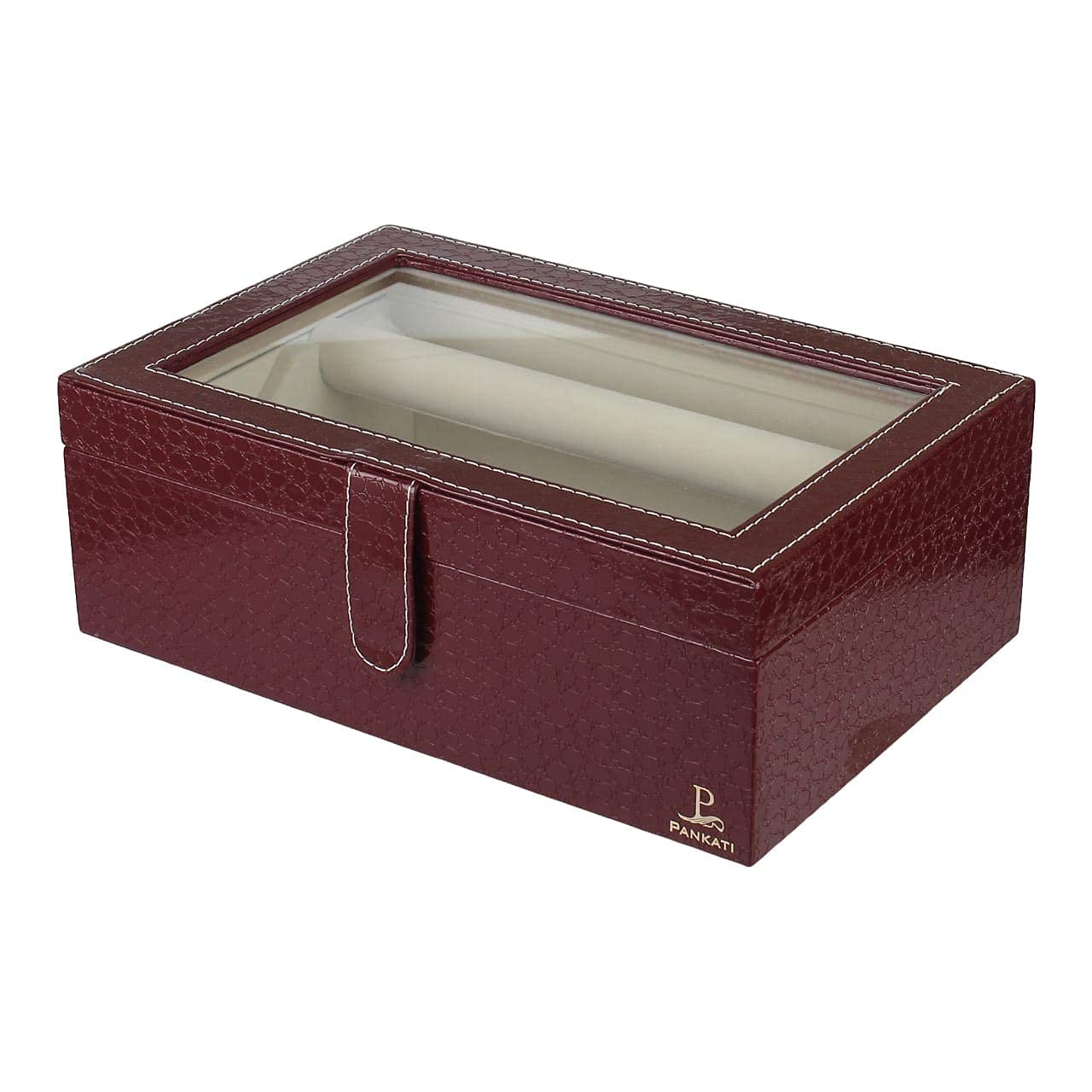 PANKATI® Bangles Bracelet and Watch Box with Glass Lid - Handmade in Brown Leatherette (B07L6JRCMC) Amazon Price History, Amazon Price Tracker