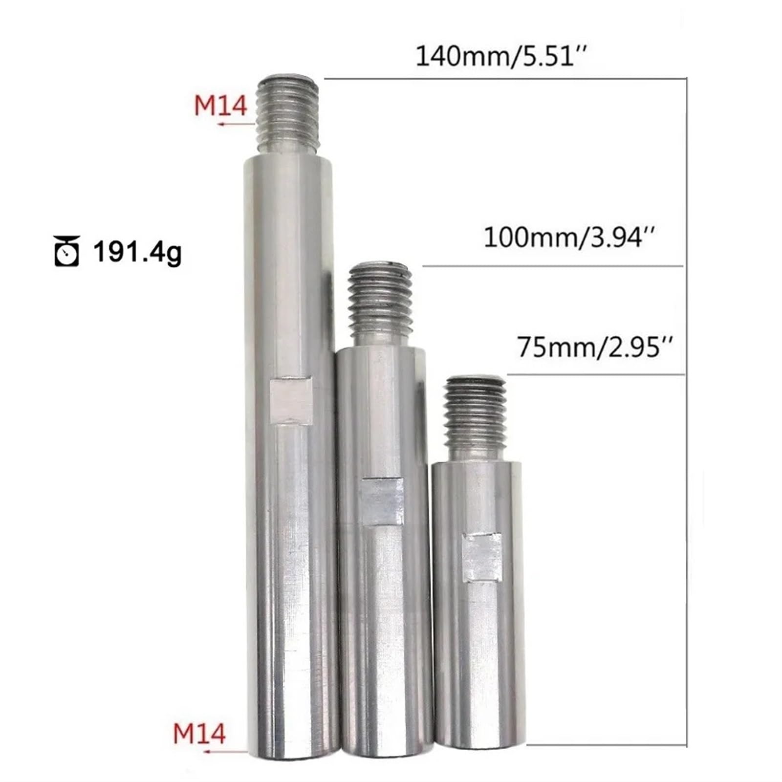 Szlifierka kątowa polerka pręt przedłużający 75/100/140mm M14 adapter gwintowy pręt przedłużający polerowanie akcesoria do szlifowania 3 szt.