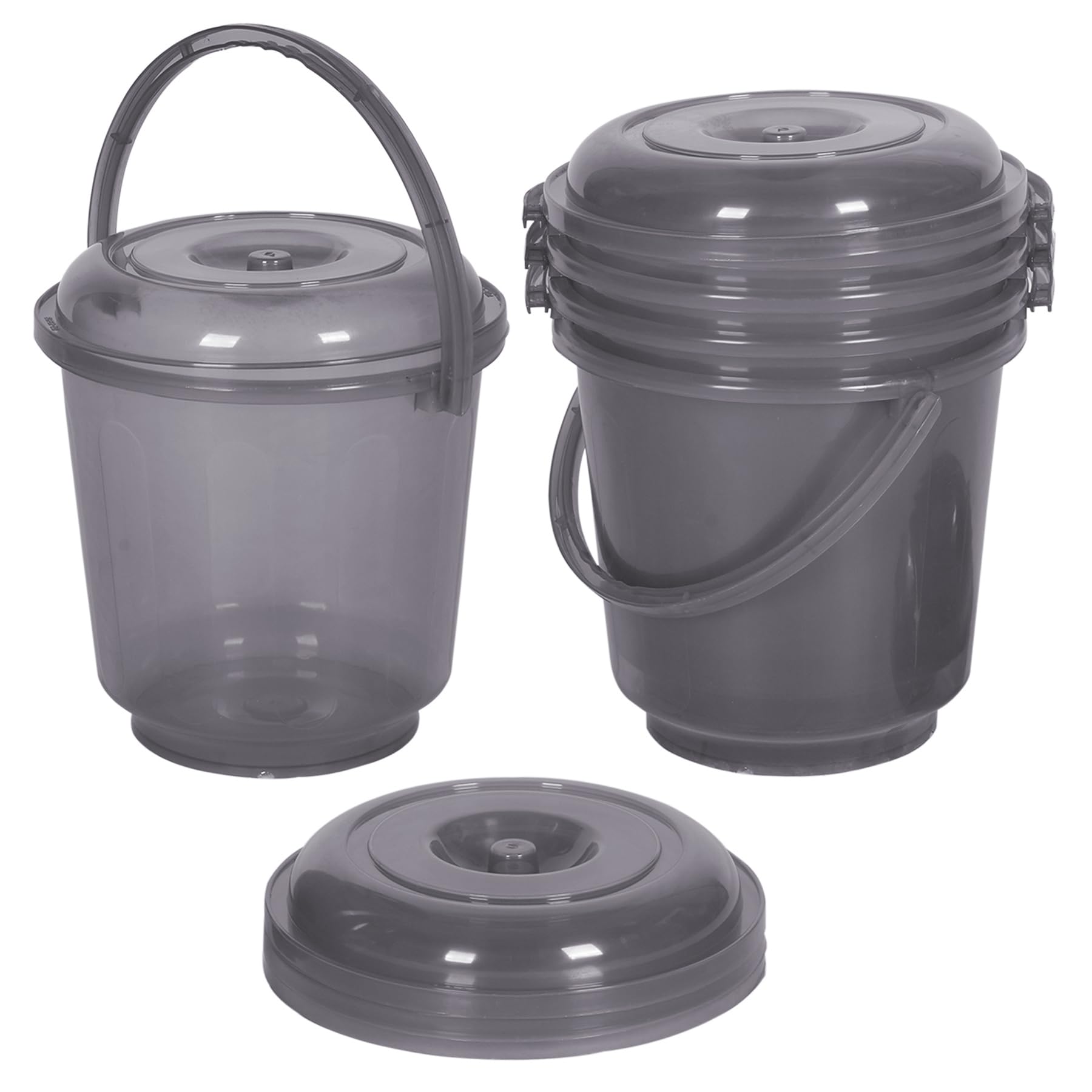 Heart Home Plastic Pack Of 5 Bucket | Bathroom Bucket | Utility Bucket For Daily Use | Water Storage Bucket | Bathing Bucket With Handle & Lid | 13 Ltr | Super-013 | Transparent Gray (B0CY2SX4V6) Amazon Price History, Amazon Price Tracker