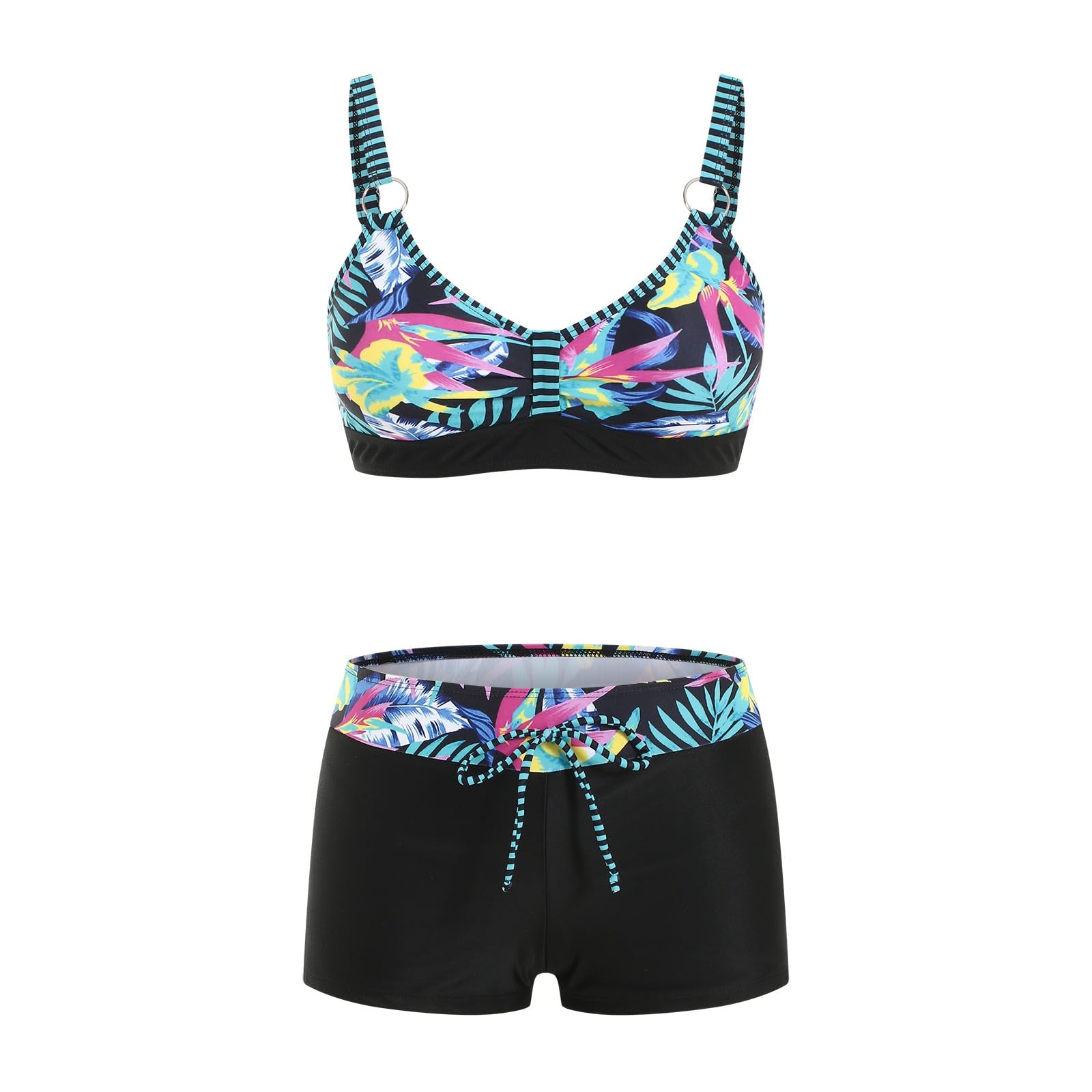 Conjuntos de Bikinis para Mujer Retro Ajustable Cintura Alta Traje Baño Verano Playa