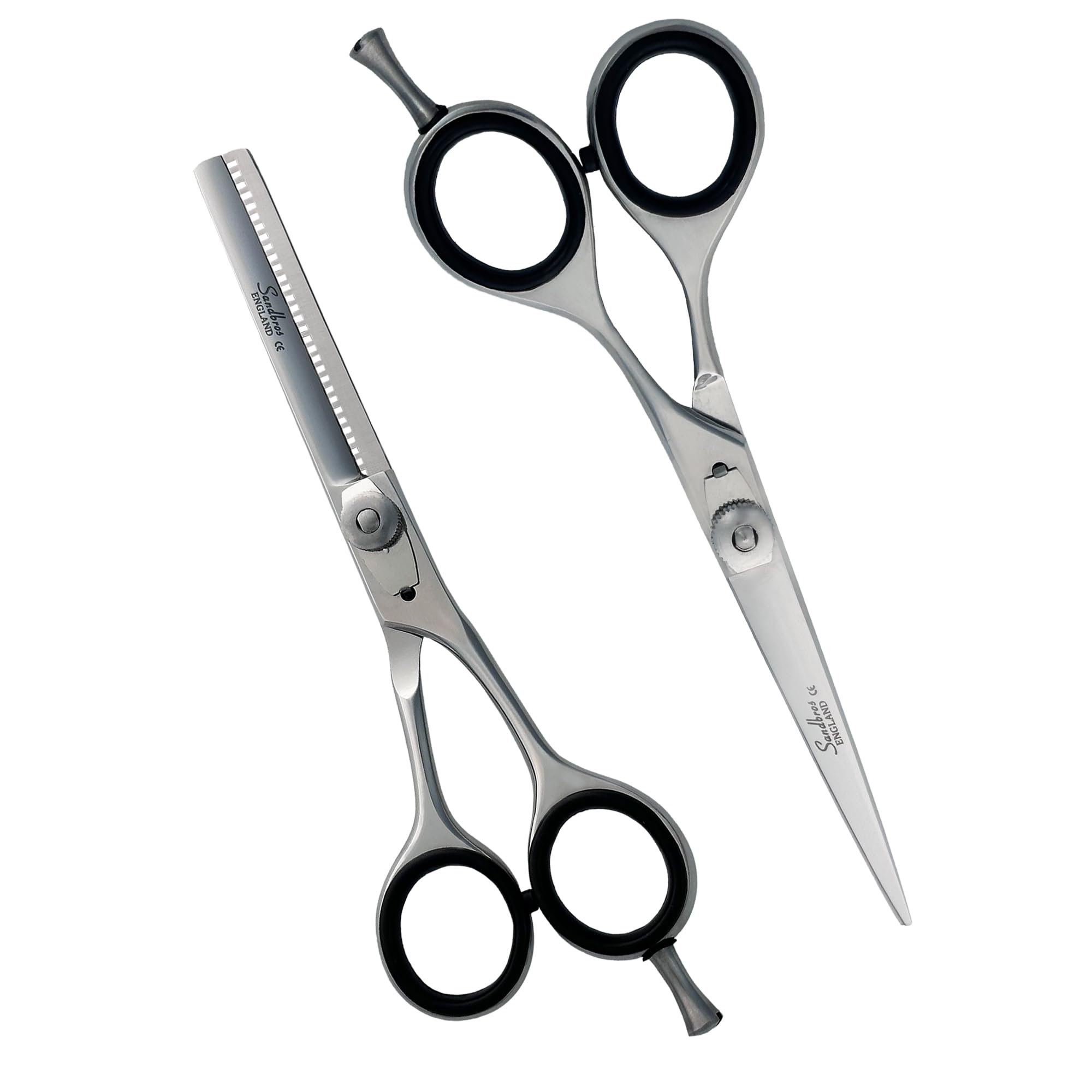 Sandbros Girls Japanese Style Professional Hair Cutting Scissors Kit 6.0" Premium Stainless Steel Texturing Scissor, Thinning Shears, Barber Scissors For Kids & Women