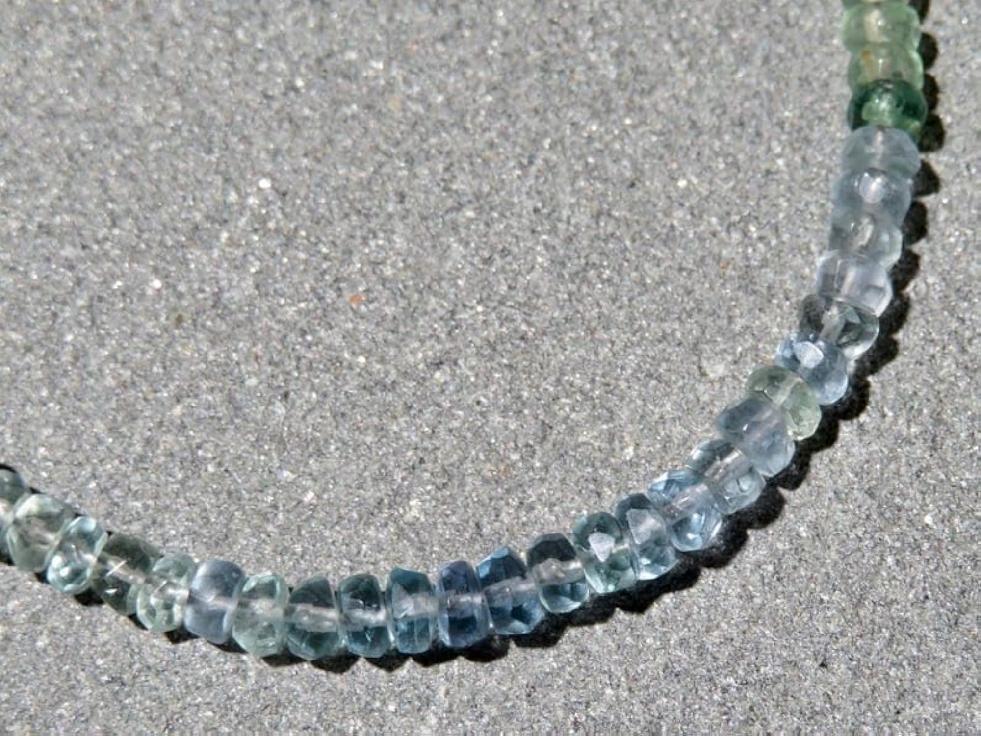 Fluorite Rondelle Beaded Bracelet, Adjustable Link with Silver Lock