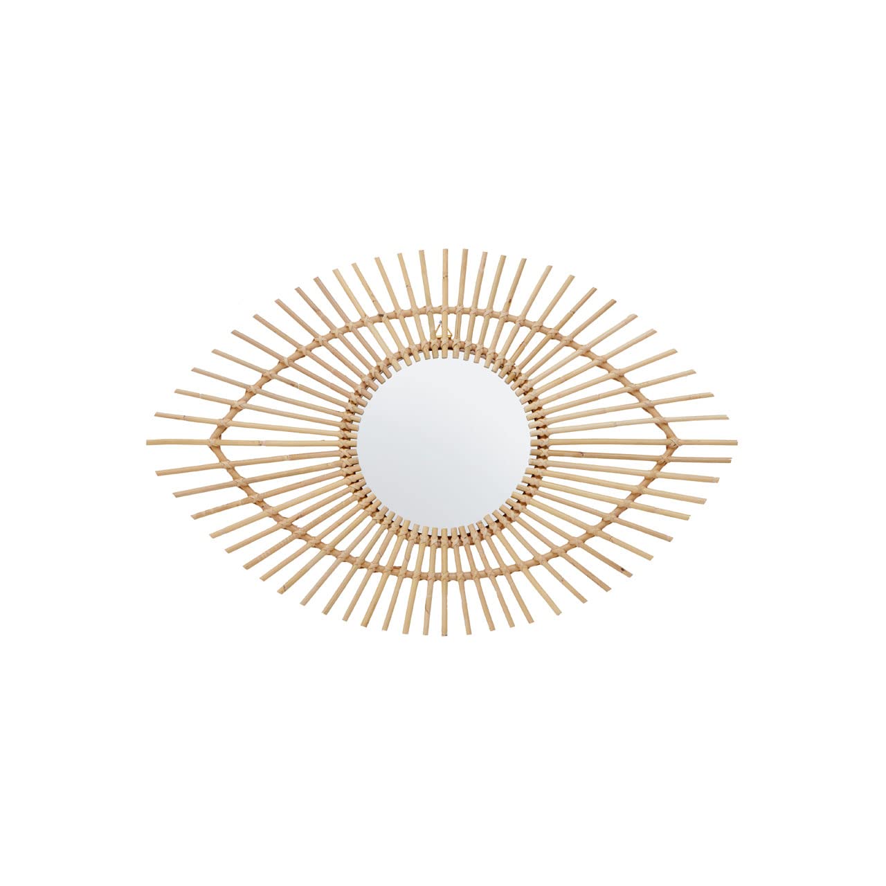 Rattan Eye Shaped Wall Mirror - Large Wooden Frame Mirror - Unique Natural Finish - Premier Housewares