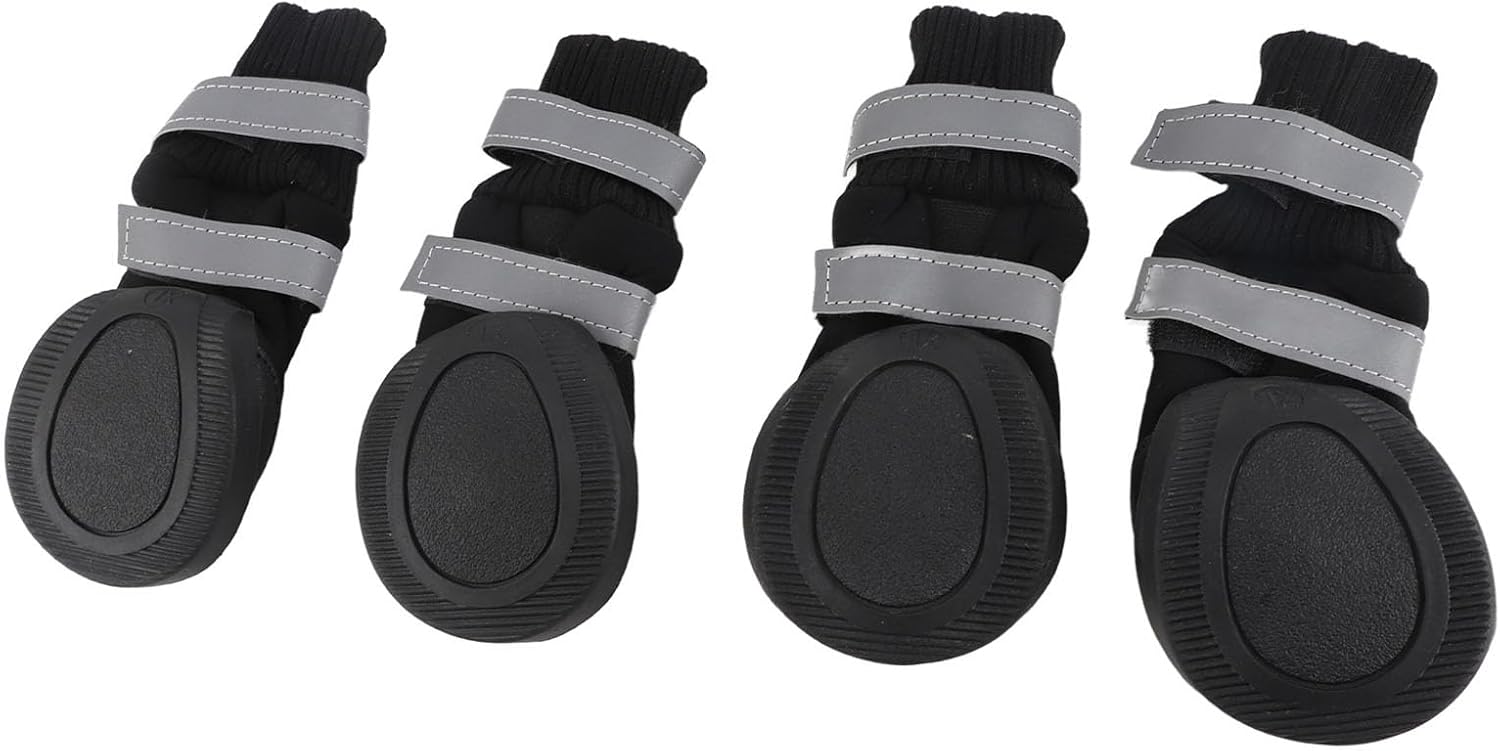 4pcs Dog Shoes, Anti Slip Pet Boots for Large Dogs, Reflective High Top Protective Boots with Double Wrap Closure for Rainy and Night Walks (XL)