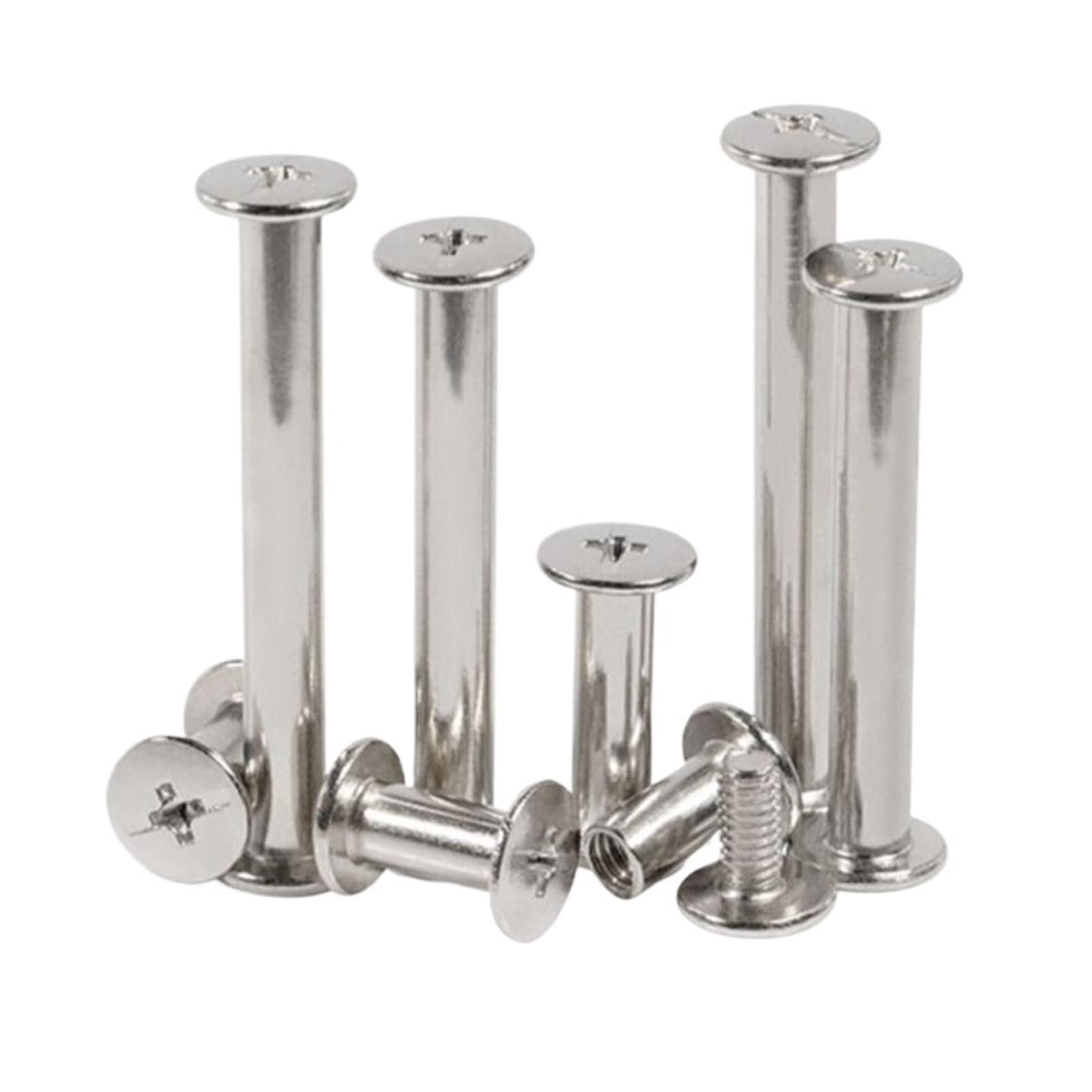 śruby introligatorskie, Zestaw łączników do oprawy książek wielokolorowy M5 4-60 mm(Sliver Colour,M5X50 10PCS)