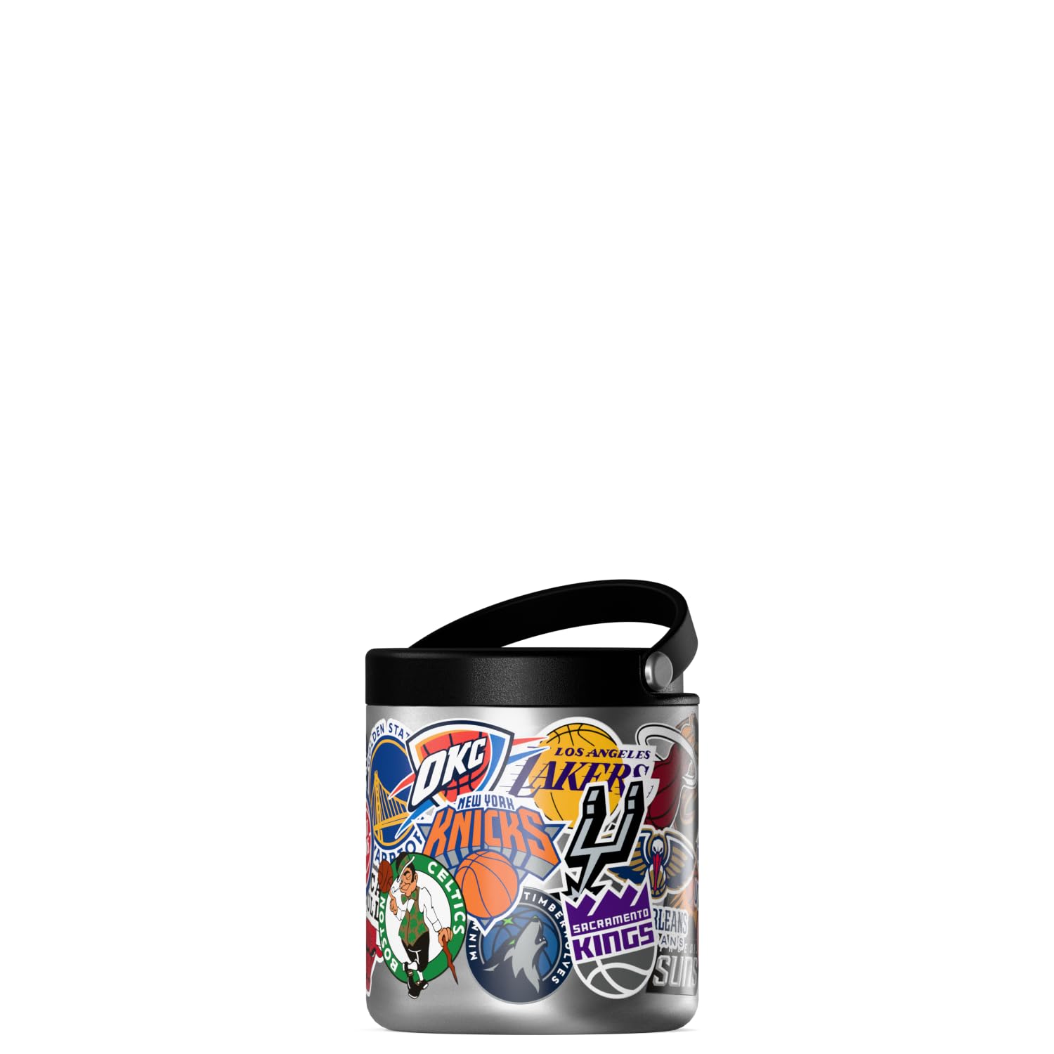 Hydrapeak NBA Officially Licensed All-Team Logo Sticker Print 25oz Stainless Steel Vacuum Insulated Food Jar with Handle, Wide Mouth Leak-Proof Soup Container for Adults, 10 Hours Hot & 16 Hours Cold NBA 25oz All NBA