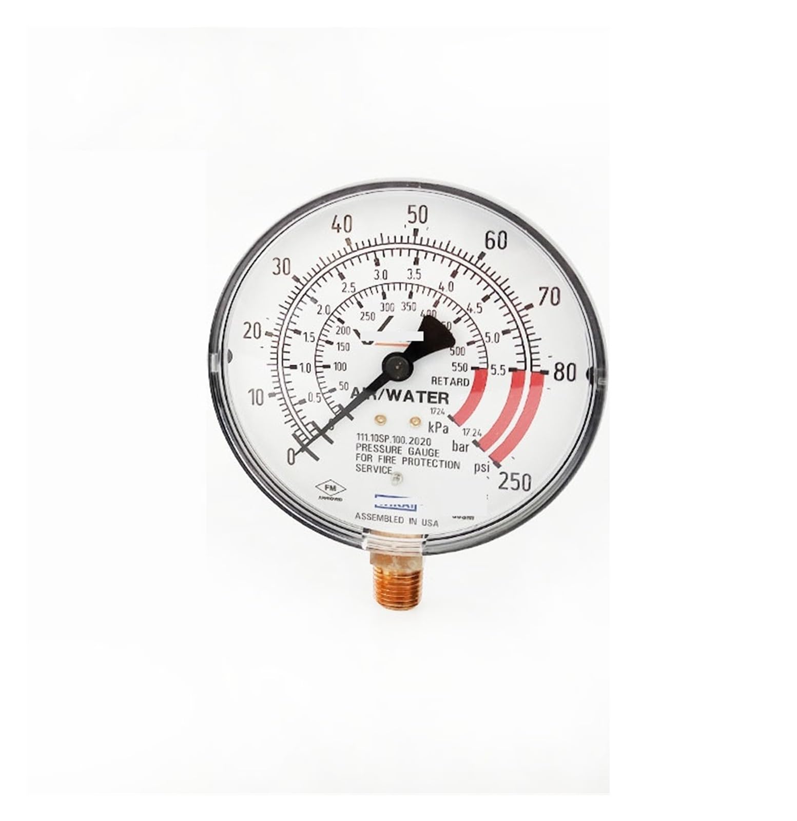 Manómetro de presión de Agua y Aire de 0 a 250 PSI
