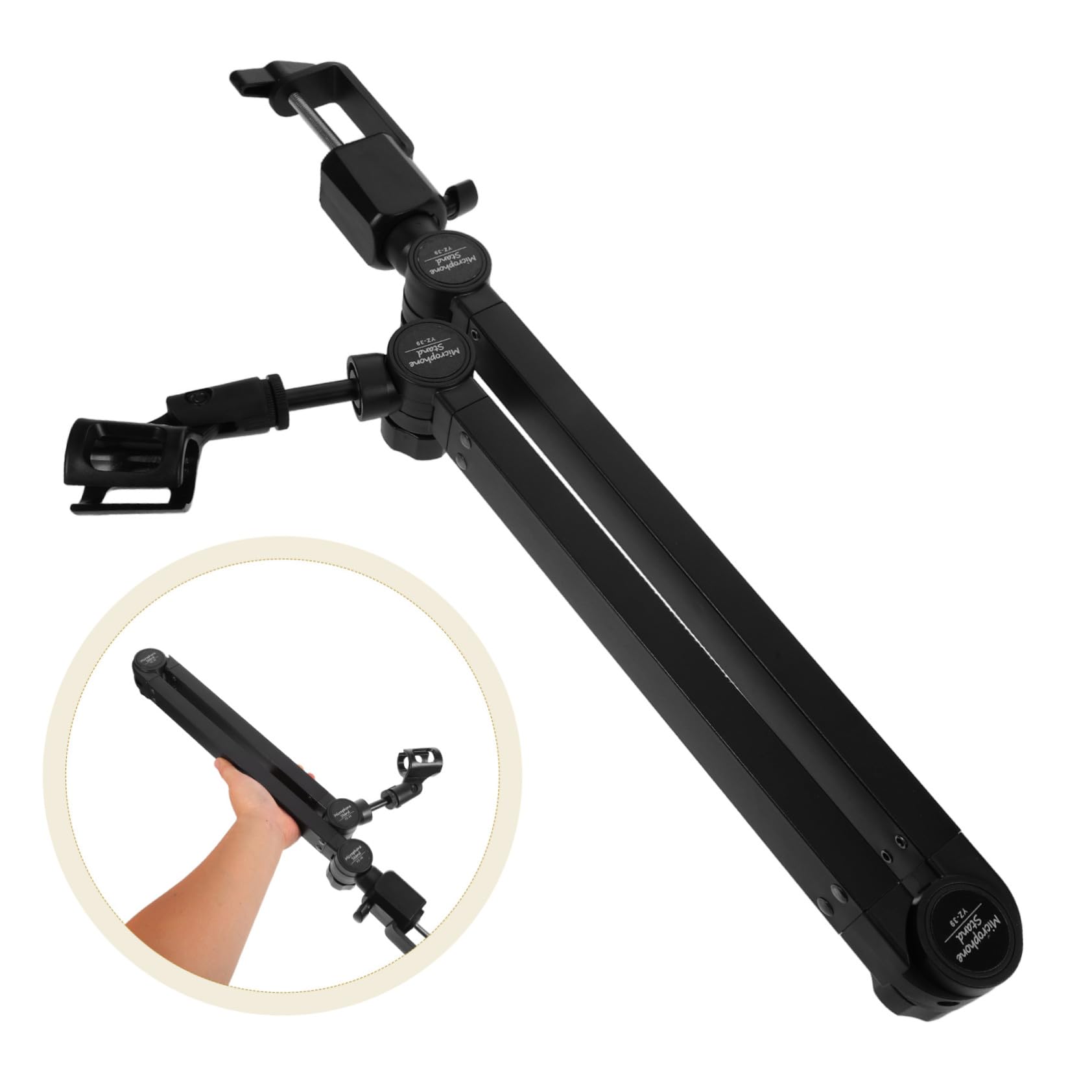 Toyvian Mikrofonstative mit Verstellbarem Arm und Mikrofonklemmen Tischmontage für Streaming Aufnahmen und Podcast Robuste Konstruktion Vibrationsdämpfung Benutzerfreundlicher Clip
