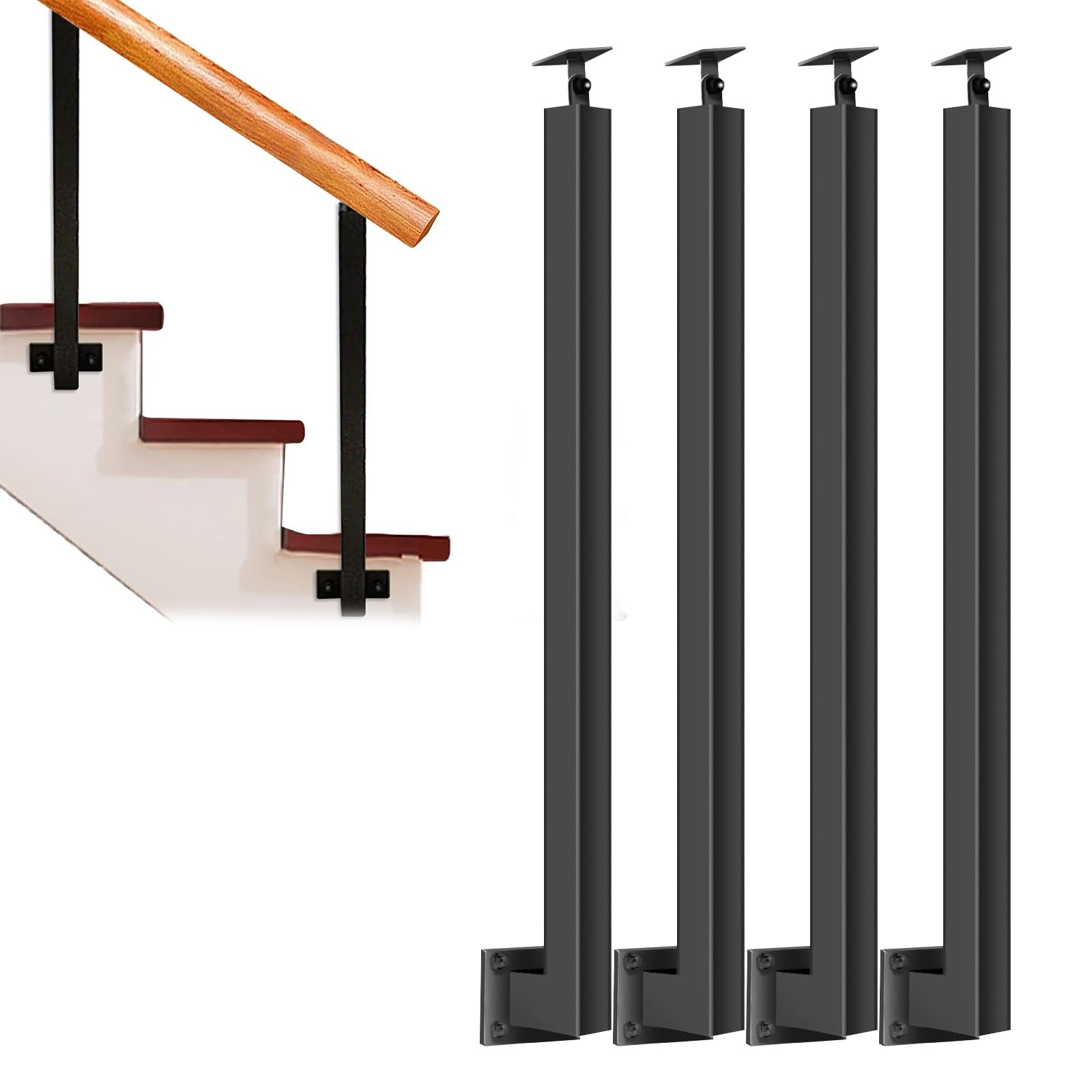 Garde-corps en fer forgé noir au design creux de 110 cm pour escalier et porche design