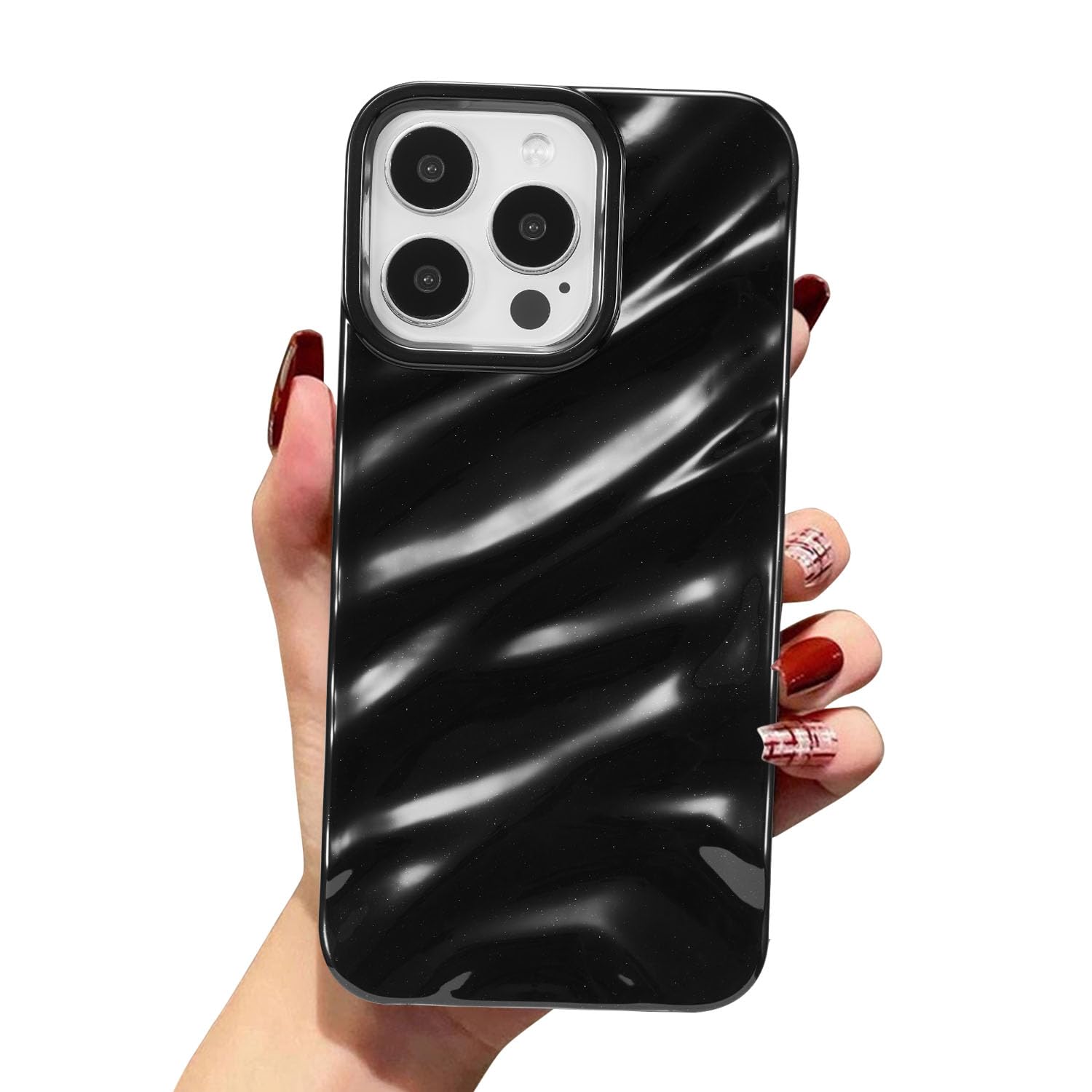 QLTYPRI Custodia per iPhone 13 Cover, iPhone 14 Cover Trasparente per Ragazze Donne, Silicone Morbido TPU Bordi Curvi Ondulati Antiurto Protettiva Case - Azzurro