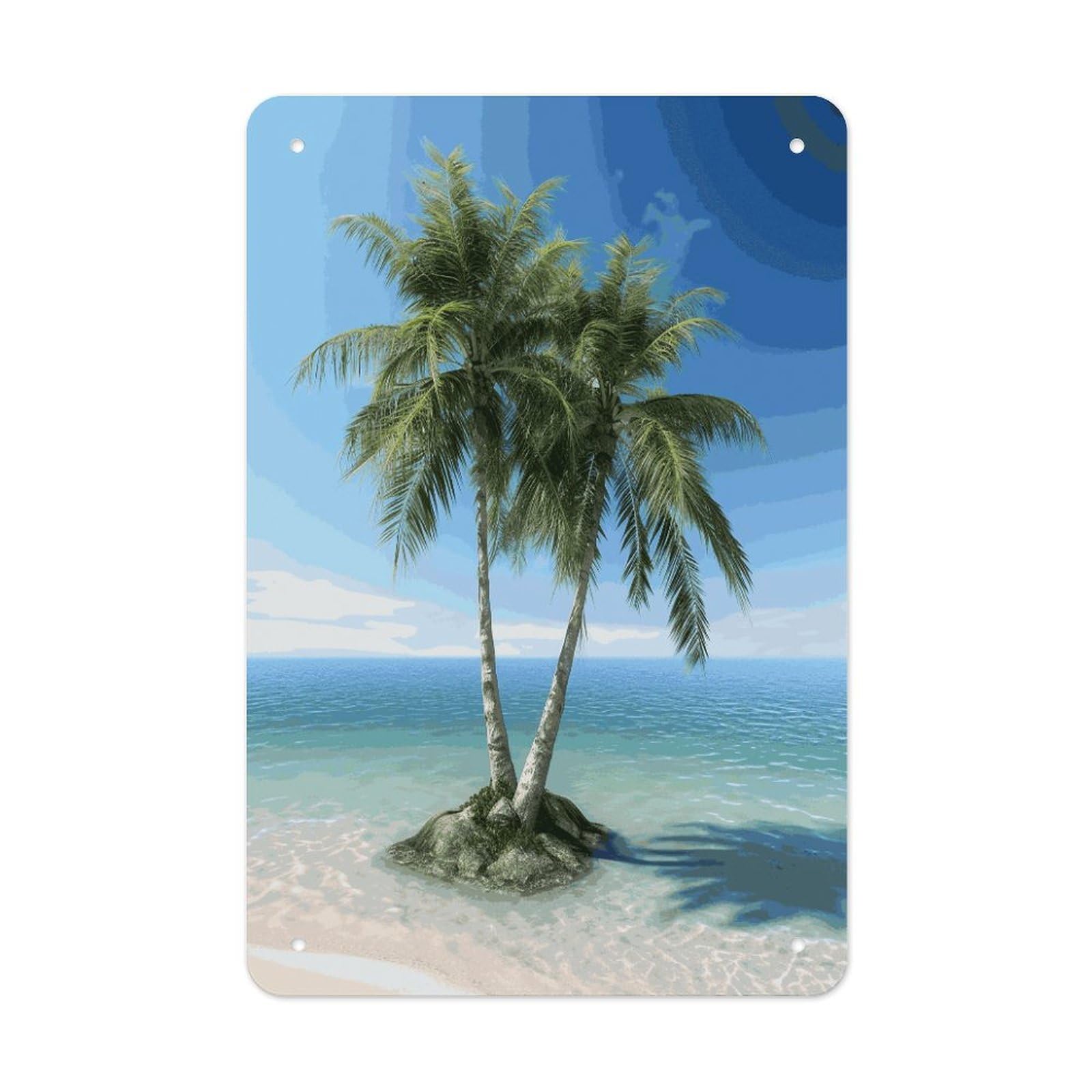 Sea Palm Trees Metal Tin Sign Wall Decor Funny Retro Sign Weatherproof Metal Wall Art for Indoor Or Outdoor Retro Tin Signs for Kitchen Office Home Bar Decor 11.8 X 7.9 Inch