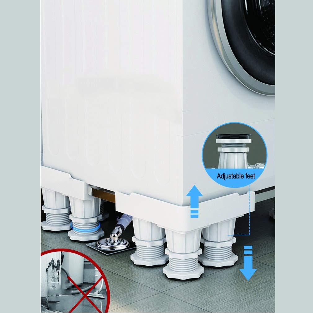 Adjuble Uniwersalny wózek na pralkę z zamykanymi kółkami – wielofunkcyjny refrirator i suszarka nd, 42–65 cm, konstrukcja z 4 nogawkami dla łatwego montażu
