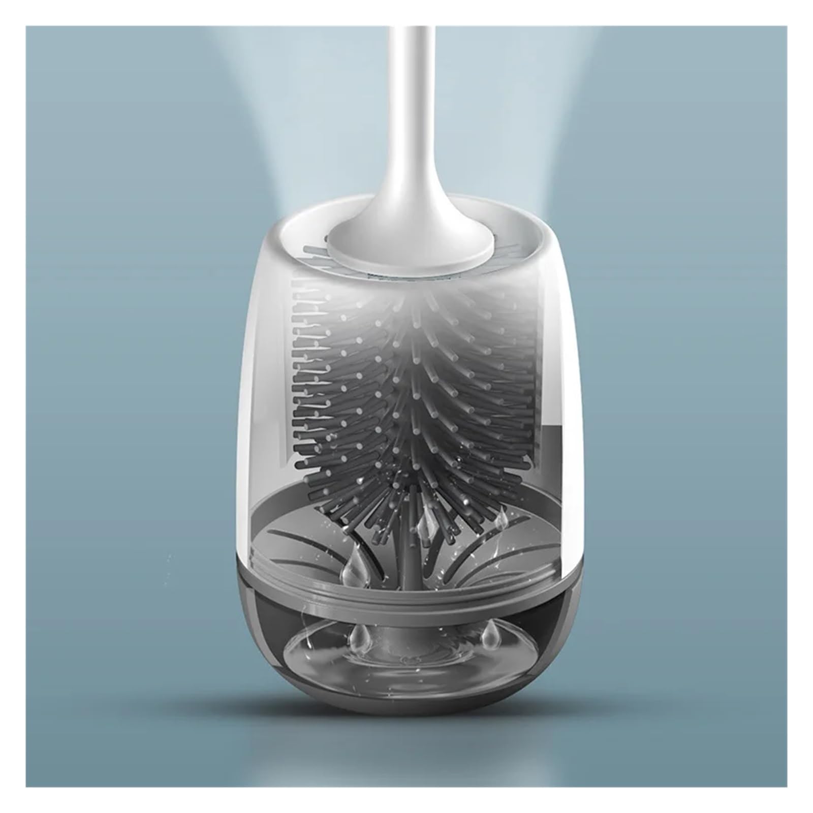Klobürste Toilettenbürste mit Silikonkopf | Wandmontierte Reinigungs-Badezimmerzubehör-Sets mit langem Griff(Floorstanding Gray)