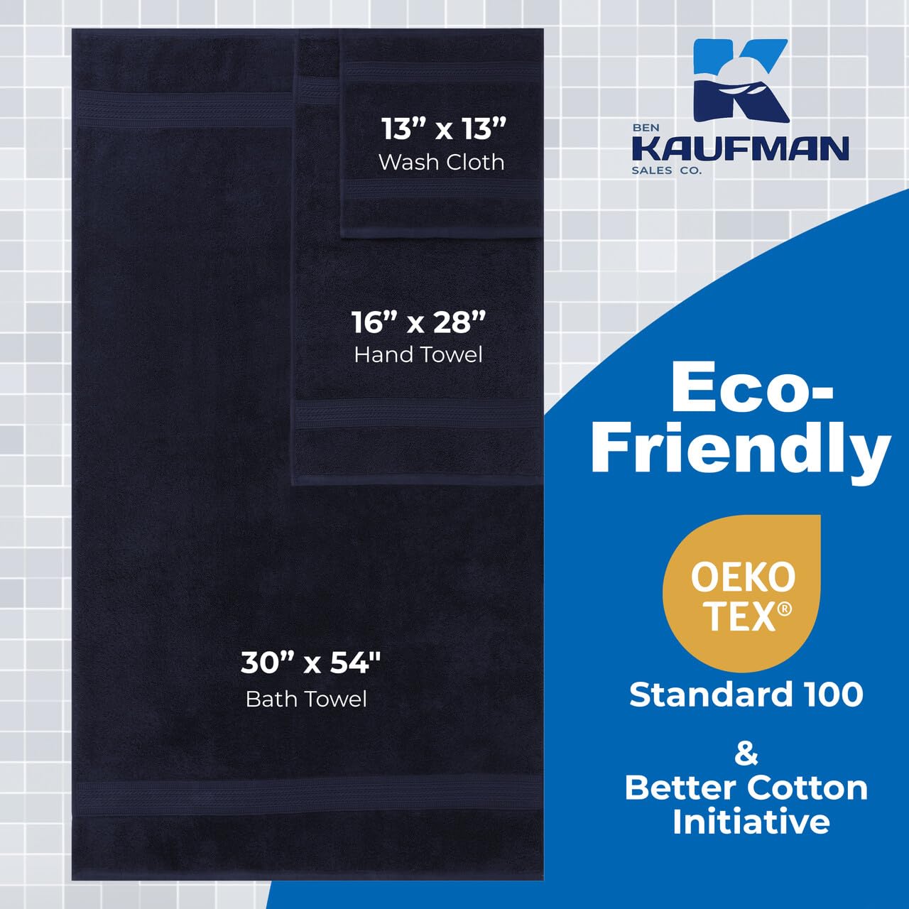 Kaufman Toallas de lujo 100% algodón, juego de 6 toallas de baño, 2 toallas de baño, 2 toallas de mano, 2 paños de baño, juego de toallas de baño suaves y absorbentes para baño