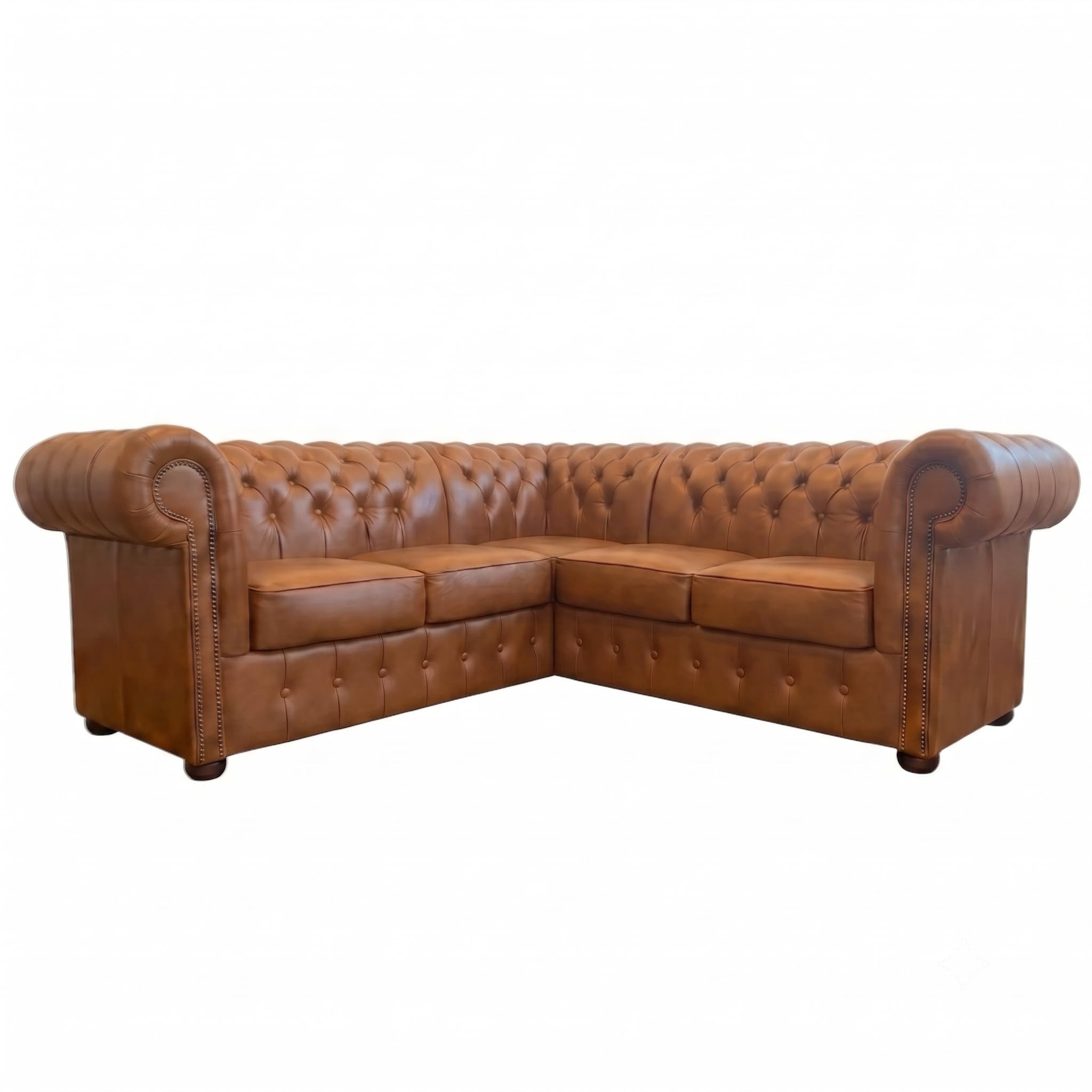 Generisch Velchester Kunstleder Loveseat, 240x240, Brandy Brown, Sitztiefe 60 cm, Sitzhöhe 45 cm, Belastbarkeit 200 kg, 2-Sitzer, 240x90x80 cm, 85 kg, Beine 8 cm