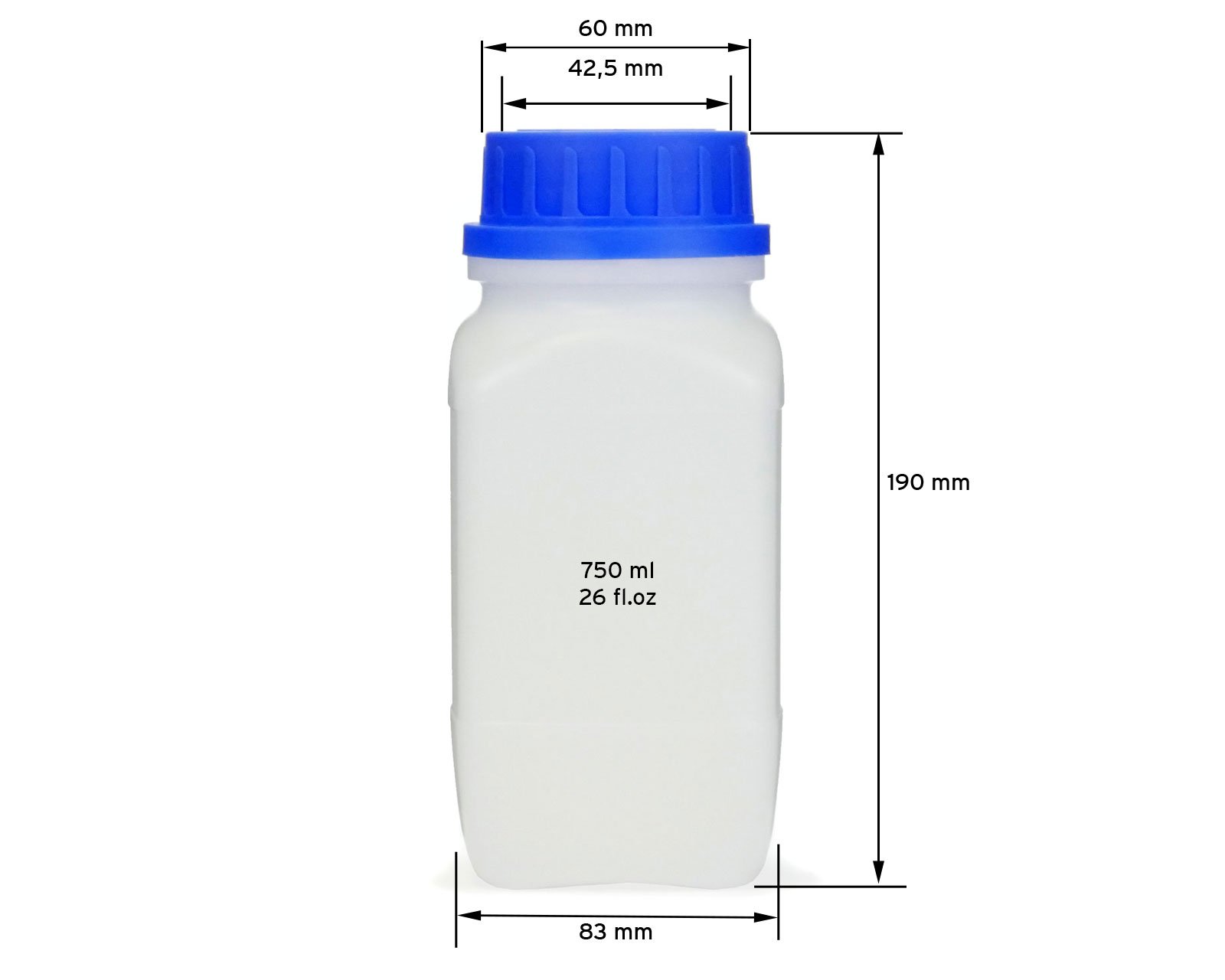 10 X Vasetto di bottiglie con tappo a vite, sostanze chimiche, Laboratorio Bottiglia con Coperchio come contenitore per cucina laboratorio, o hobby, trasparente, 10x 750 ml