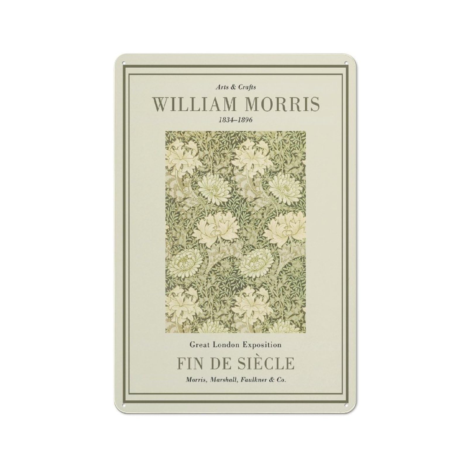 Junmoney Style-7 Metal Sign 30X20cm With William Morris Fin De Siècle For Hallway Wall, Retro Decor, Gift For Hallway Decor Lovers During The Christmas Season