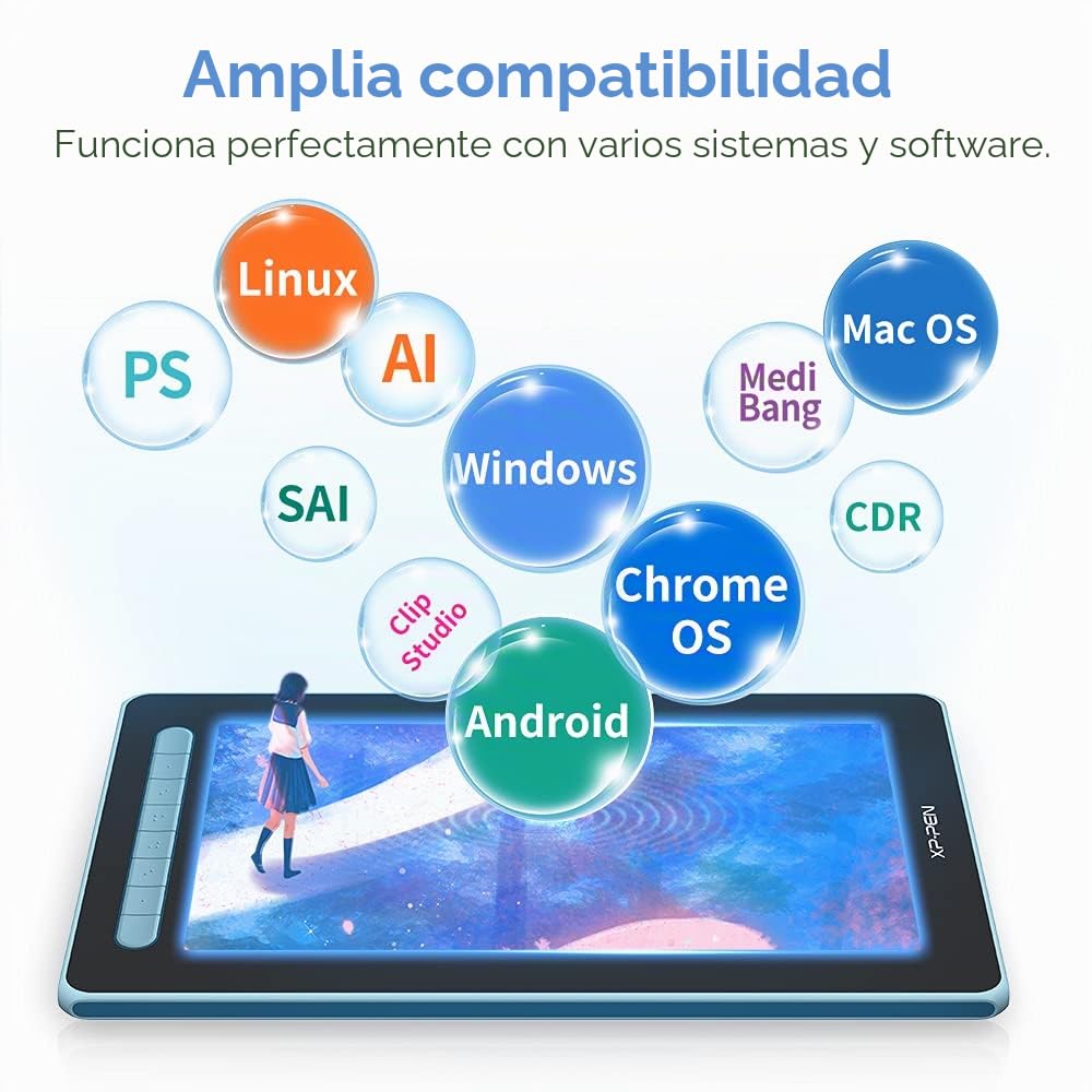 XP-Pen Artist 12-2.ª generación Tableta Gráfica con Pantalla Completamente Laminada de 127% sRGB, Tableta Dibujo con Lápiz, Compatible con Windows, Mac OS X, Chrome OS, Linux, Android, Azul