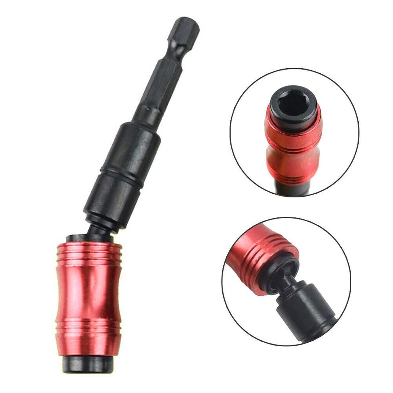 Kslogin 2pcs Drill Tip Electrical Tools Woodworking Magnetic Adjustable Change Pivot Screwdriver Bit Holder, red+black - Image 3