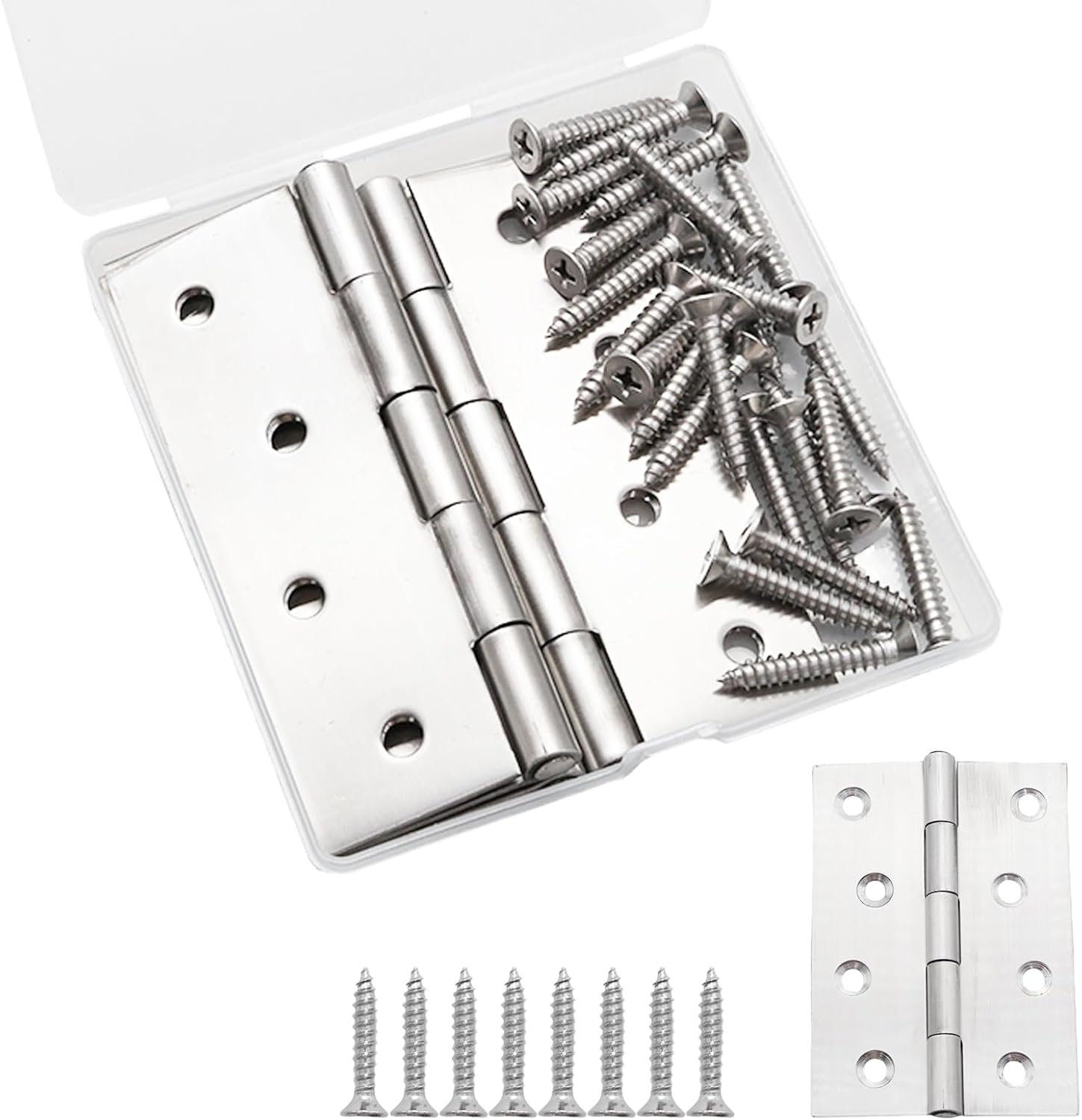 Pine & Linen 30 Pack Stainless Steel Folding Hinge, Butt Cabinet Hinge, Window Hinges Small Hinges with 120 Pieces Screws for Home Furniture/Cabinet Projects/DIY Enthusiasts（1 Inch）