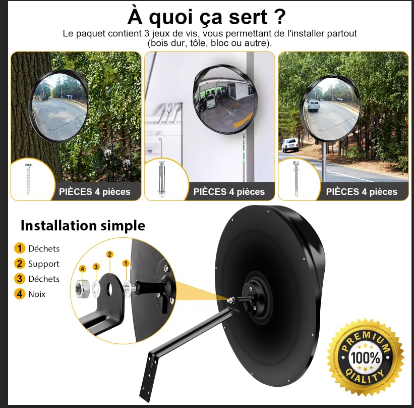 Miroir de circulation pour angle mort éliminant les risques de collision