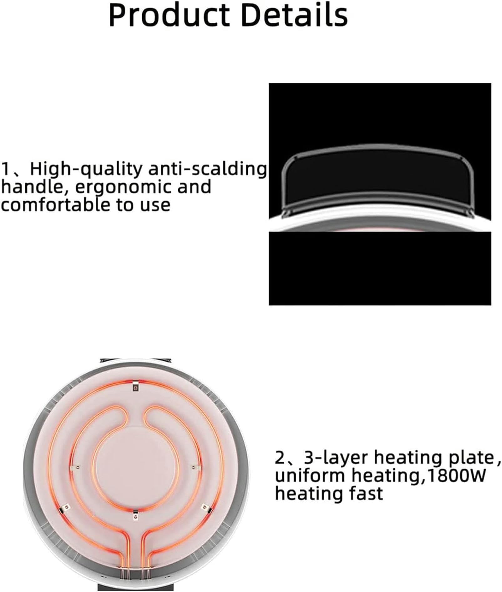 Forno Elettrico per pizzaioli 2000W, griglia Antiaderente riscaldante Veloce con Controllo temporaneo, Ideale per la tostatura e la Cottura della Cucina Domestica