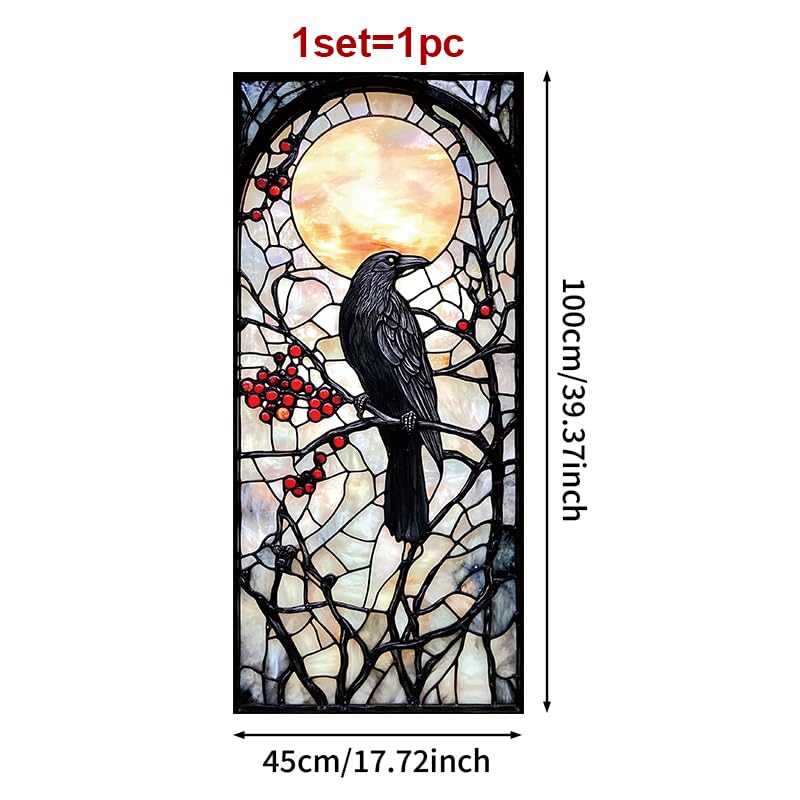 Vinilo para ventana estilo vitrales Raven 17.7x39.3 pulgadas miniatura 3
