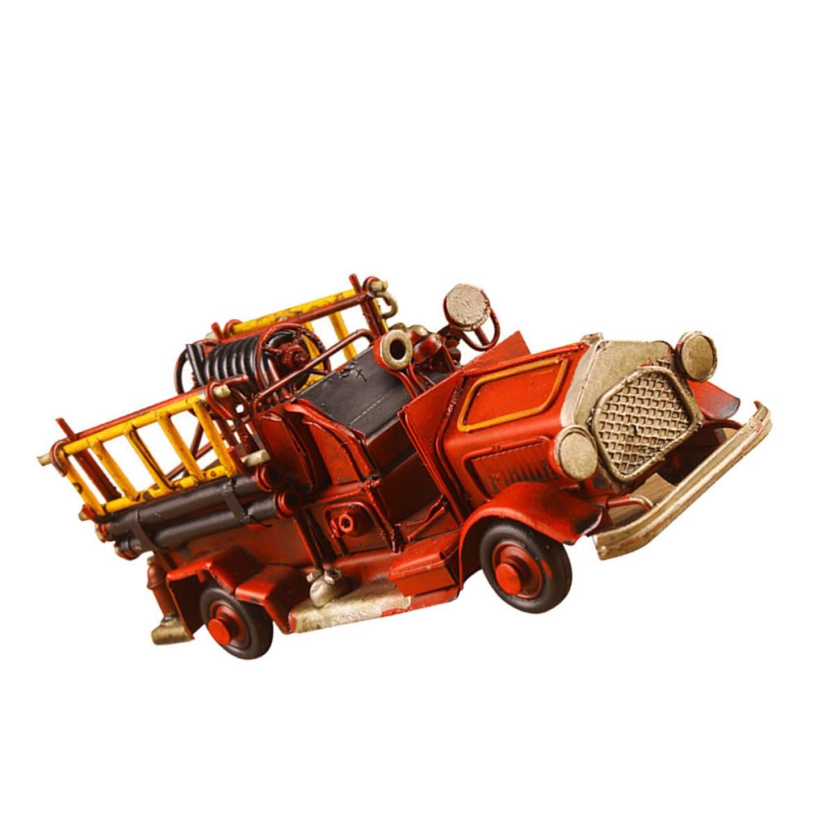 Mini camión de bomberos de hierro forjado adorno vintage rojo original para regalar a coleccionistas