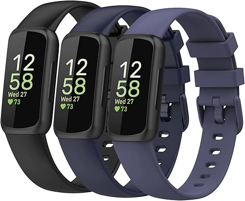 Cone Paquete de 3 bandas para Fitbit Inspire 3, pulseras deportivas de silicona para mujeres y hombres