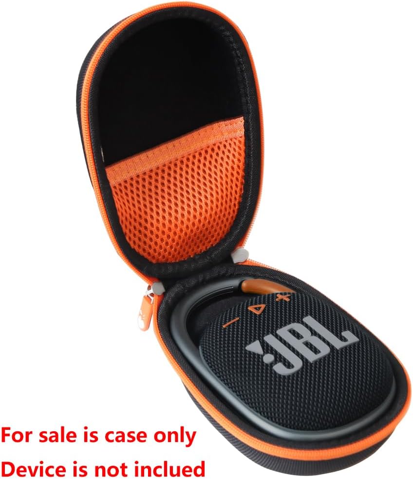 Hermitshell Hard Travel Case for JBL Clip 4 / JBL Clip 5 Portable Mini Bluetooth Speaker (Black+Orange) - Image 2