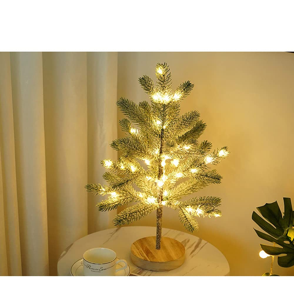 Arbre de Noël décoratif avec 50 LED, hauteur 50cm/19,68in blanc chaud éclairage d'arbre LED intérieur, pile AA pour chambre à coucher, salon, maison, fête, mariage, festival décor