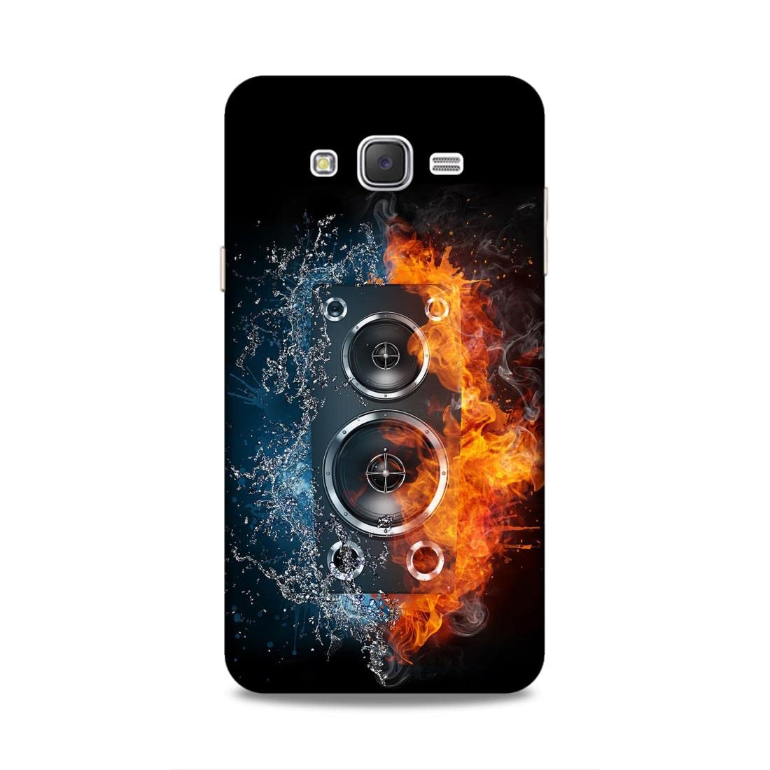 ragyPrinted Mobile Back Hard Case Cover for Samsung Galaxy J7 (2015) / J7 Nxt Music Love, DJ, Speaker, Fire, Ice -683