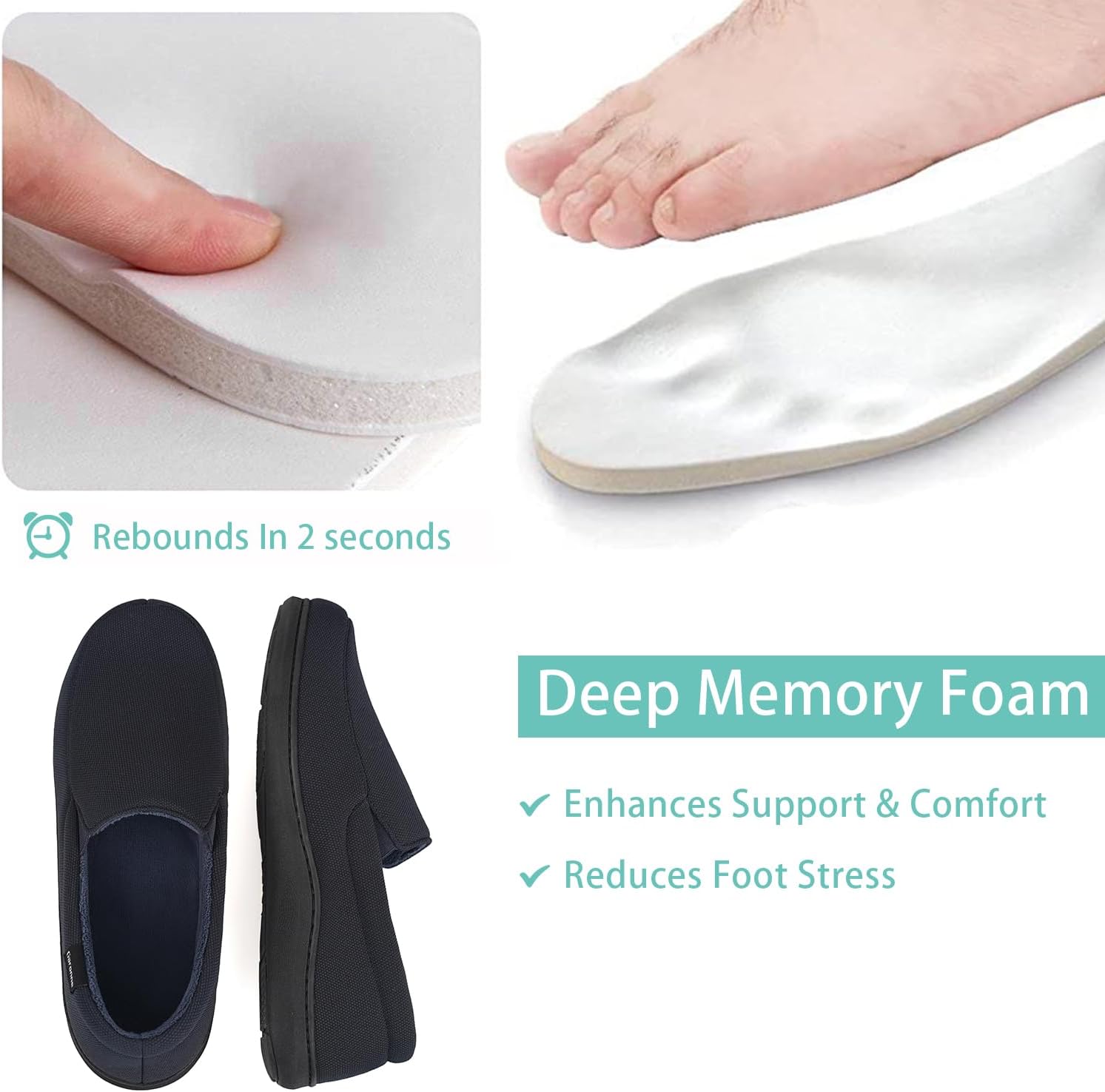 Garonne Men's Minimalist Memory Foam Slippers for Indoor/Outdoor, Breathable Knit House Shoes with Nonslip Rubber Sole - Image 4