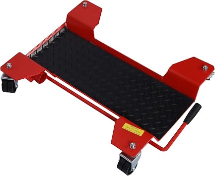 Motorcycle Center Stand Move Dolly with 360 Degree Casters, Motorcycle Scooter Mover for Workshop, Display Room and Home Garage, 500 lb Weight Capacity, Red