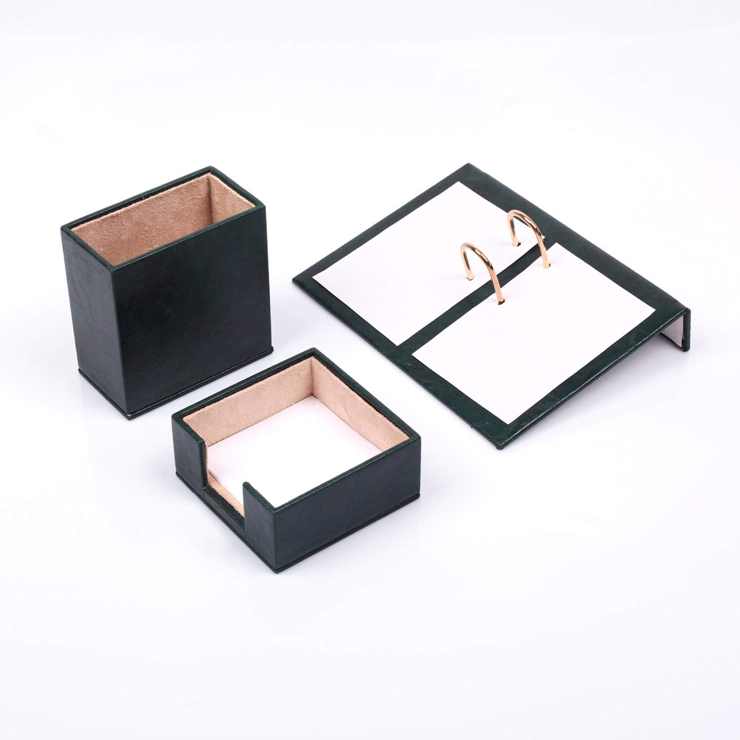 Schreibtisch-Set aus Leder – Schreibtisch-Organizer-Set – Büro-Schreibtisch-Zubehör – Kalenderhalter – 9 Zubehörteile – Schreibtisch (Green)