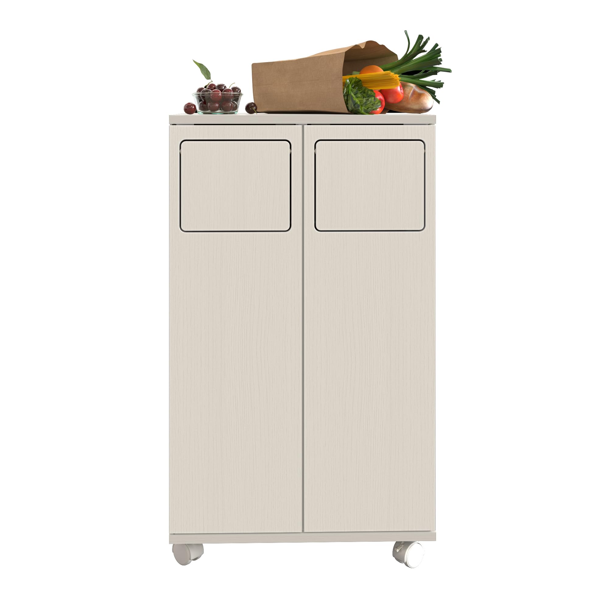 Pattumiera per Cucina con Armadietto, Pattumiera con Ruote, Armadietto da Cucina con Sistema di Raccolta Differenziata, Sistema di Raccolta Differenziata a 2 Scomparti, Armadietto Universale