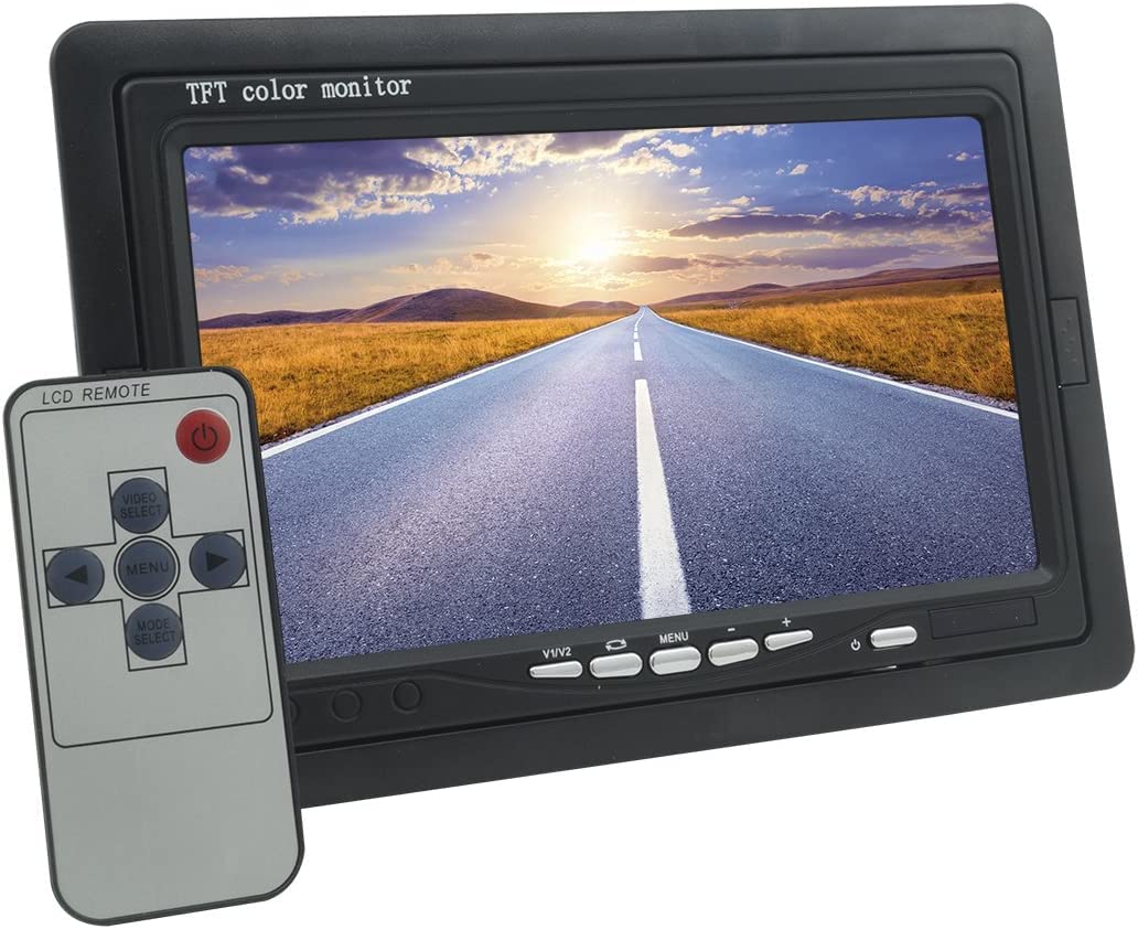 MONITOR LCD 7" POLLICI TFT CON TELECOMANDO PER AUTO MACCHINA CASA CAMPER TVCC