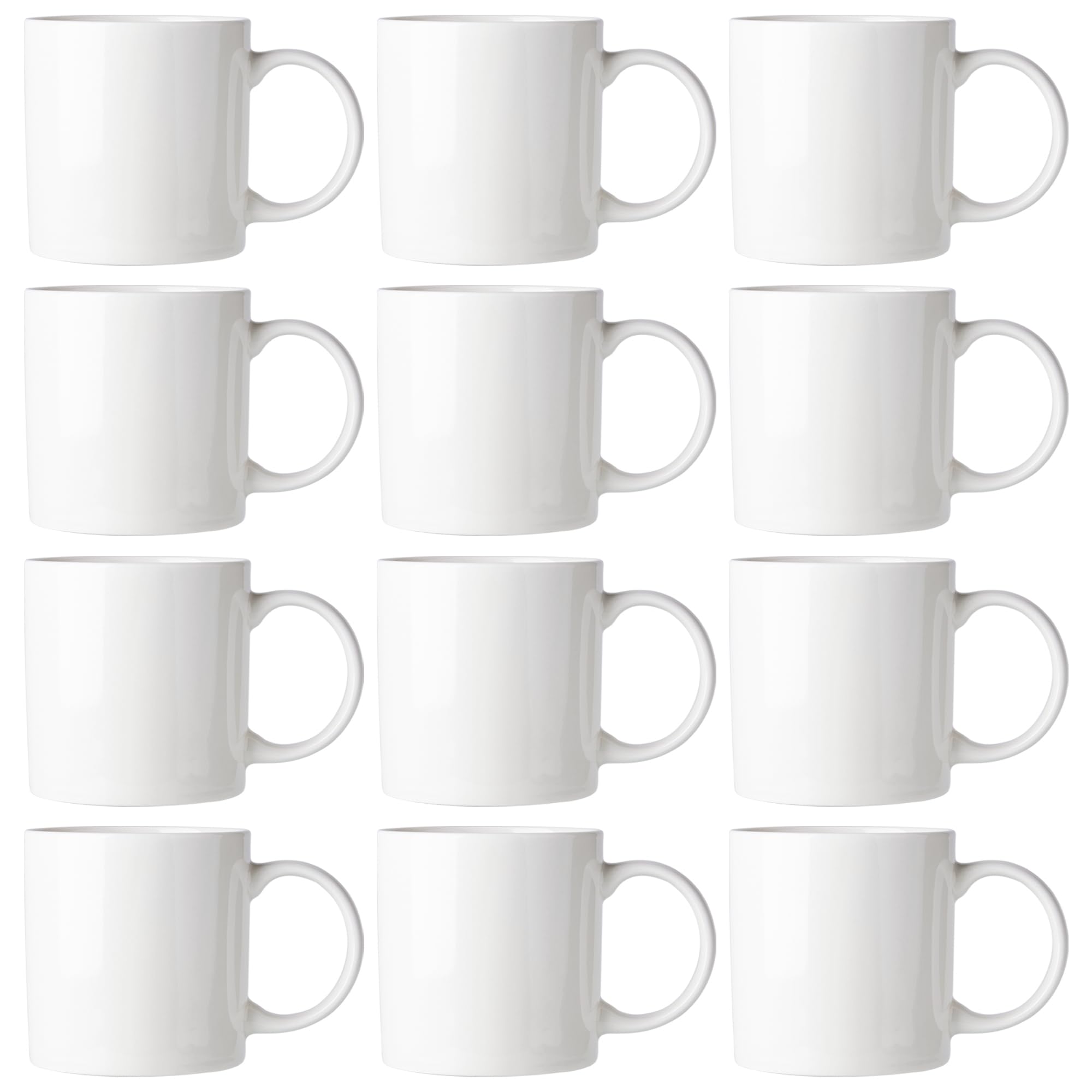 AmorArc 12oz Off White Coffee Mugs, Ceramic Coffee Mugs with Large Handle for Man, Woman, Light Weight Coffee Mugs Set for Latte/Cappuccino/Cocoa/Milk, Dishwasher & Microwave Safe, 12Pcs