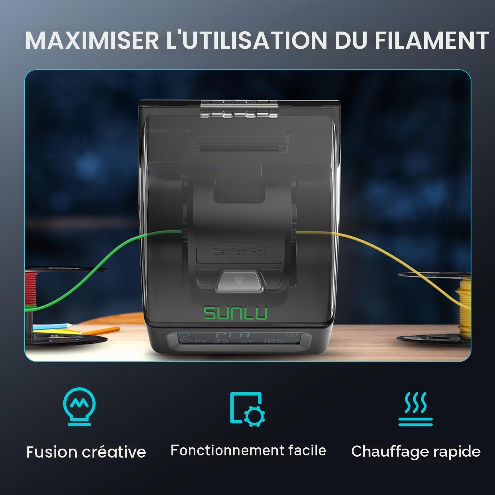 Filament Connecteur avec 200 Tubes PTFE, SUNLU Filament Connector pour Imprimante 3d Filaments 1,75mm, Episseur de Filaments Compatible avec PLA PETG TPU ABS PA Nylon