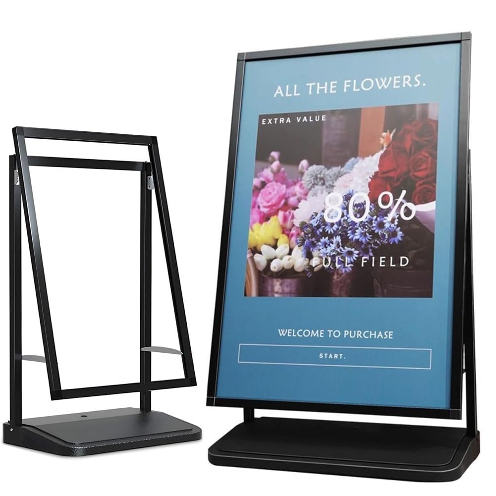 Letrero de acera resistente para exteriores, soporte para letreros con marco en A para negocios, publicidad, visualización de menú para carteles de 61 x 91 cm