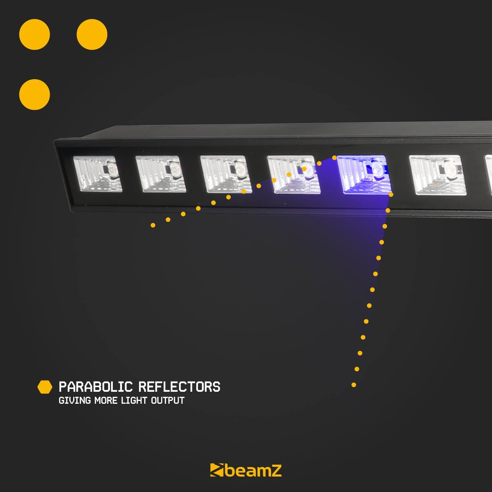 Beamz BUV183 - LED UV Bar, Luce UV 12 x 3W, Plug & Play, Consumo Energia 35W, Trasportabile, Utilizzo Multiuso