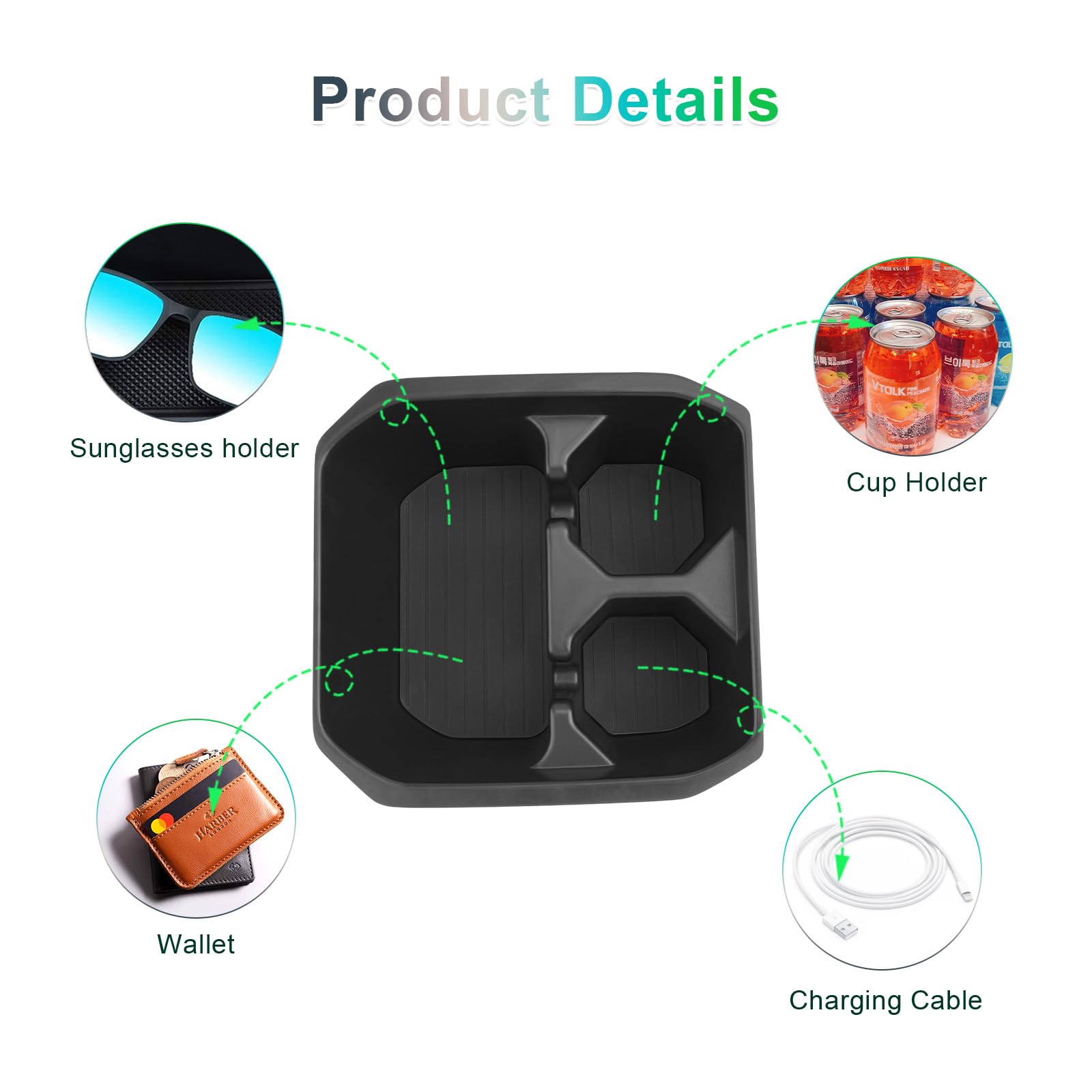 GAFAT [Facelift 2025] Nuovo Spring Electric EV 2025 2026 Contenitore Portaoggetti, Accessori Spring 2025 Organizer Inferiore alla Console Centrale, con 2 Portabevande