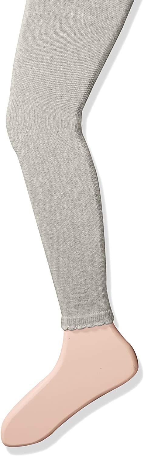 Jefferies Socks Girls' Little Cotton Footless Tights with Scalloped Edge, Grey Heather, 6-8 Years
