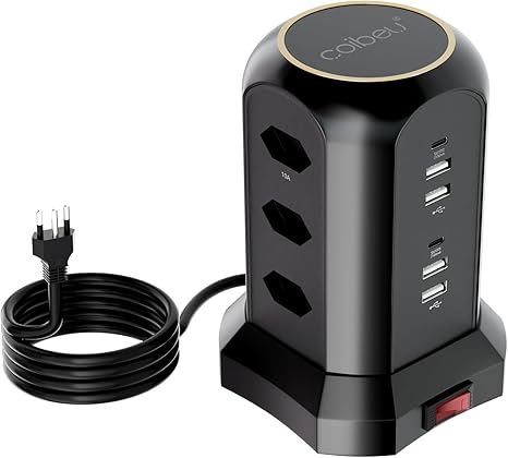 Filtro de Linha, Extensão Tomada, Torre de Tomada, Régua Tomada, Régua de Energia, 9 Tomadas, 4 Interfaces USB, 2 Porta USB Tipo-C, Suporte a Tensão de 110-220V, Potência de 2500W, Preto Menor preço em Filtro de Linha, Extensão Tomada, Torre de Tomada, Régua Tomada, Régua de Energia, 9 Tomadas, 4 Interfaces USB, 2 Porta USB Tipo-C, Suporte a Tensão de 110-220V, Potência de 2500W, Preto